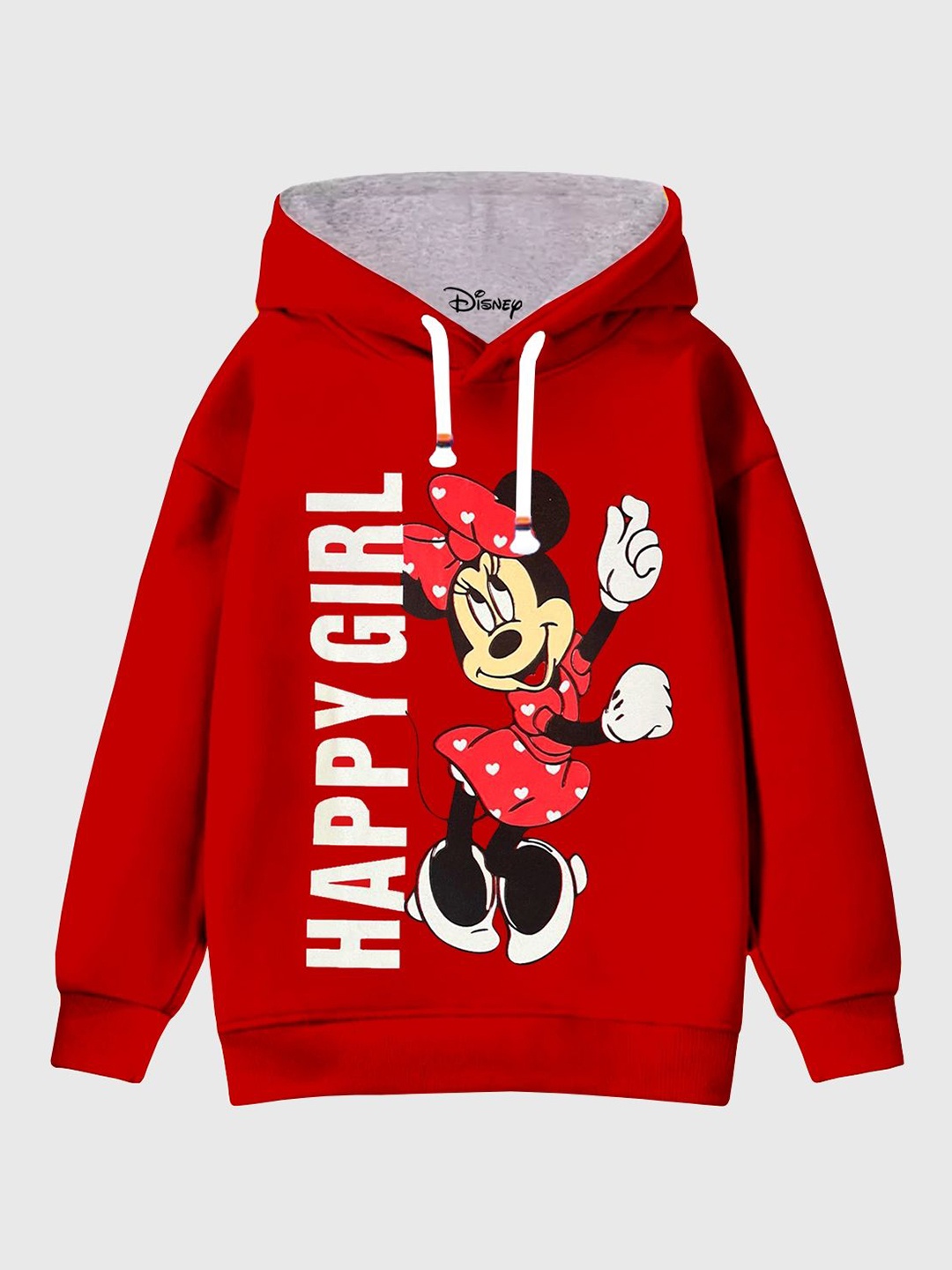 

KUCHIPOO Girls Graphic Printed Hood Fleece Pullover Sweatshirt, Red