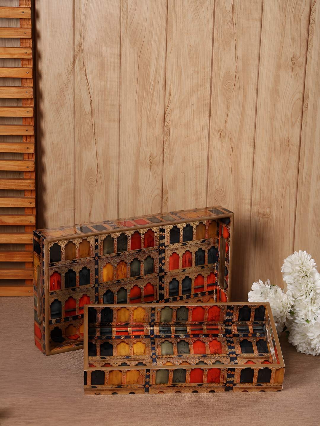 

HomeShastra Jharokha Red & Brown 2 Pieces Wood Serving Tray