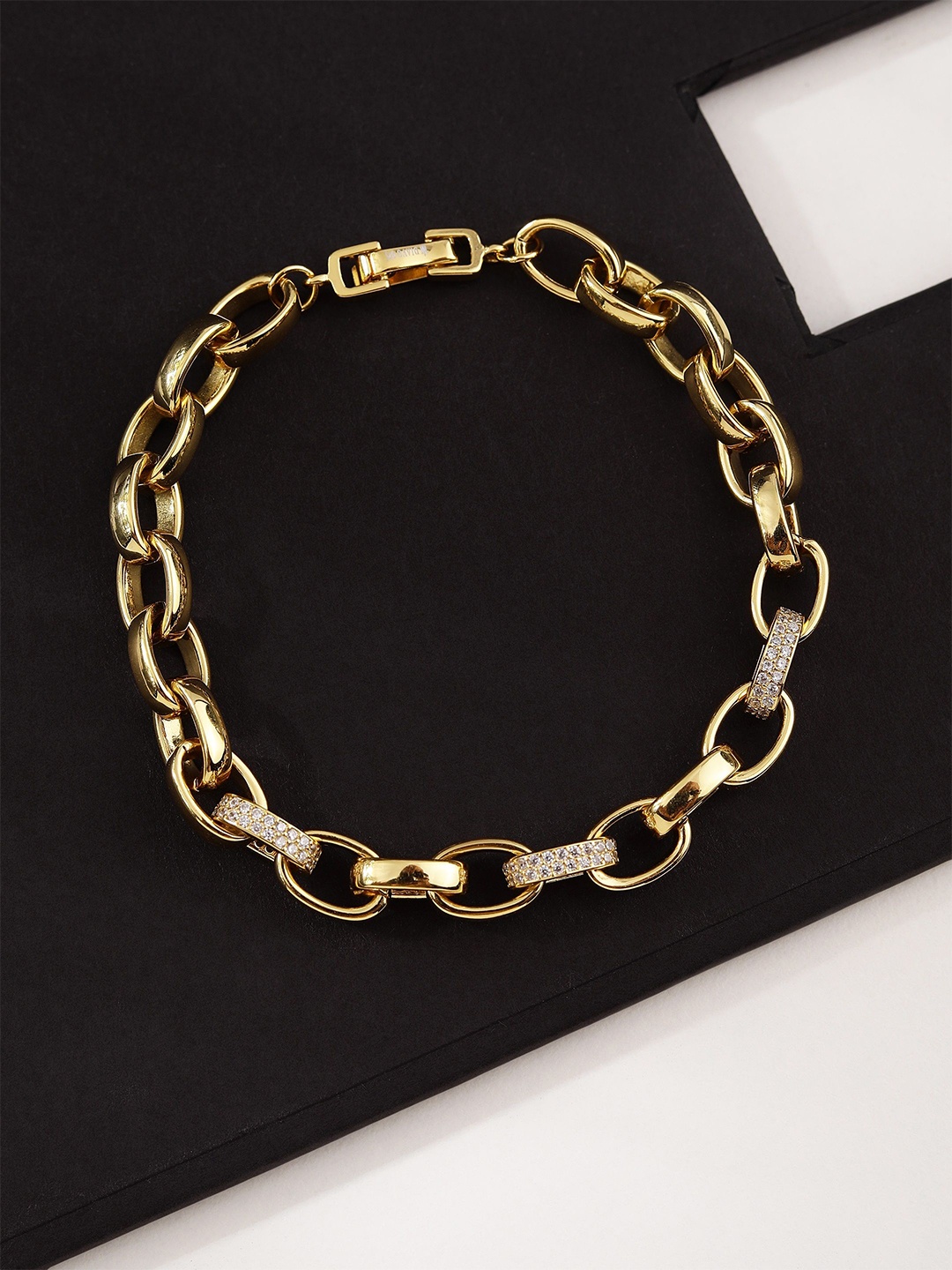 

DIAVO Men 925 Sterling Silver Rose Gold-Plated Link Bracelet