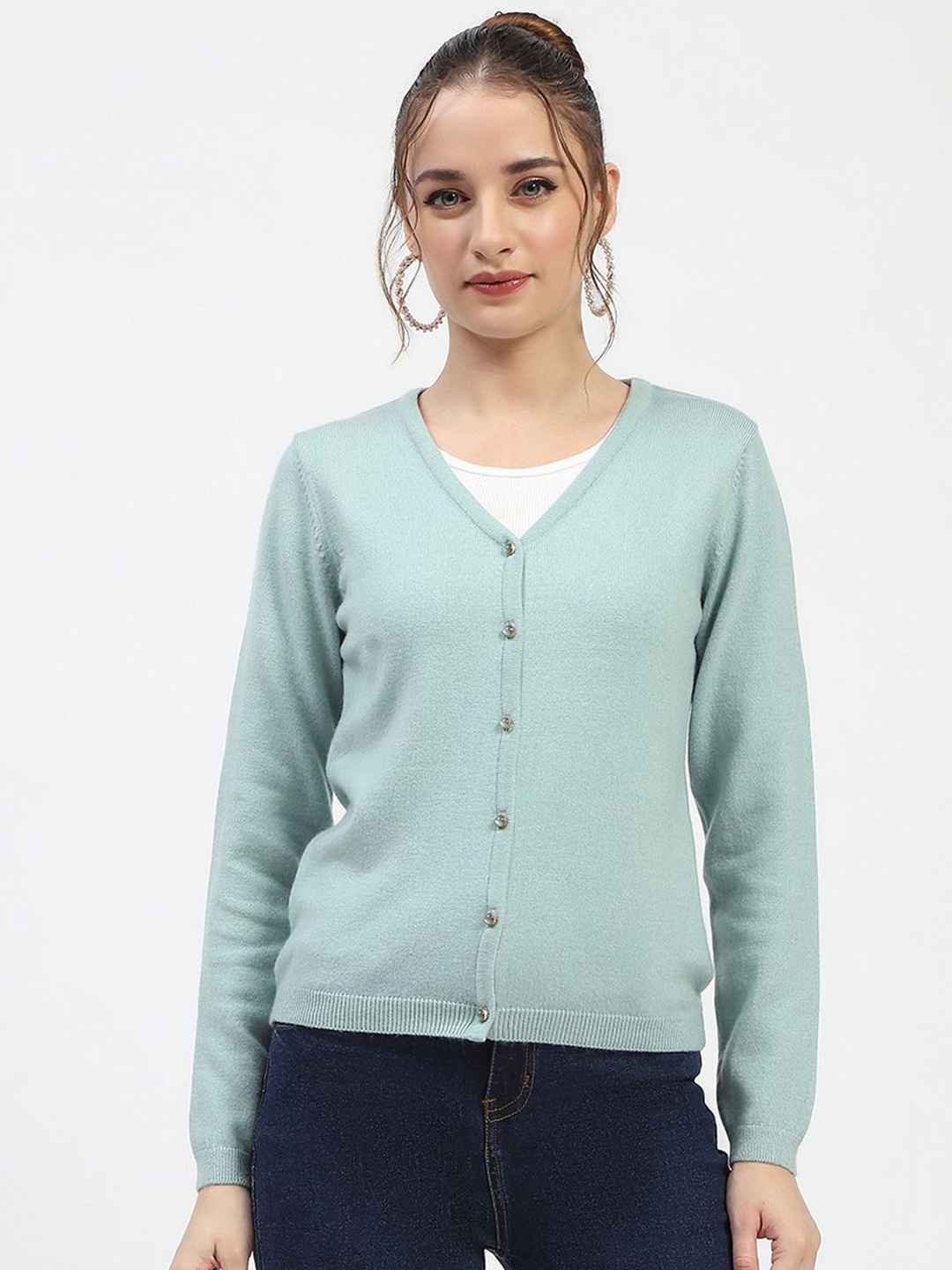 

Madame Women V-Neck Cardigan, Green