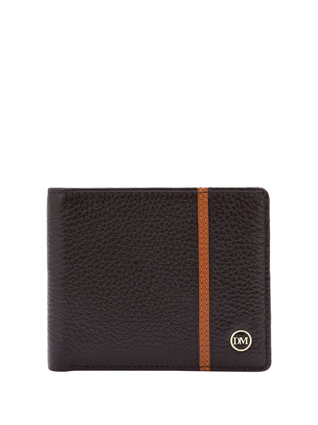 

Da Milano Men Textured Leather Two Fold Wallet, Brown
