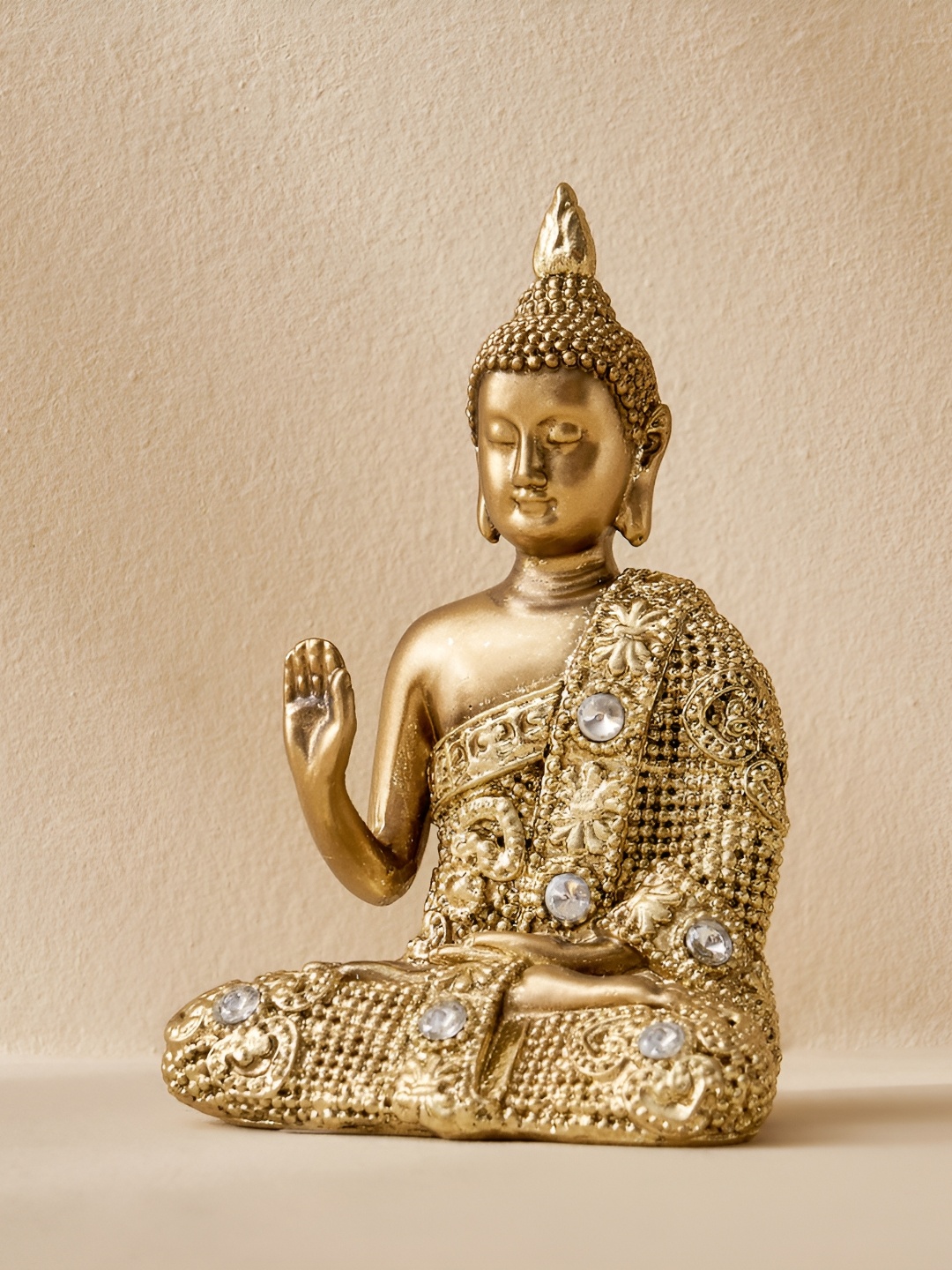 

Home Centre Corsica Tranquil Gold-Toned Buddha Figurine Showpiece