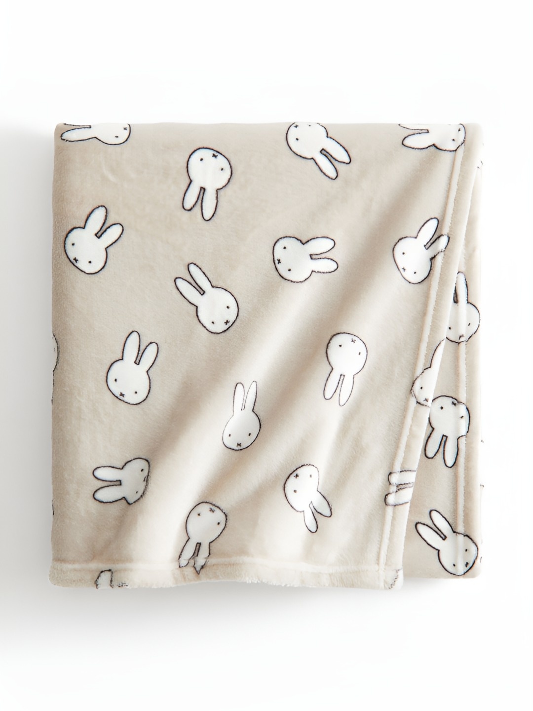 

H&M Beige Patterned Fleece Blanket