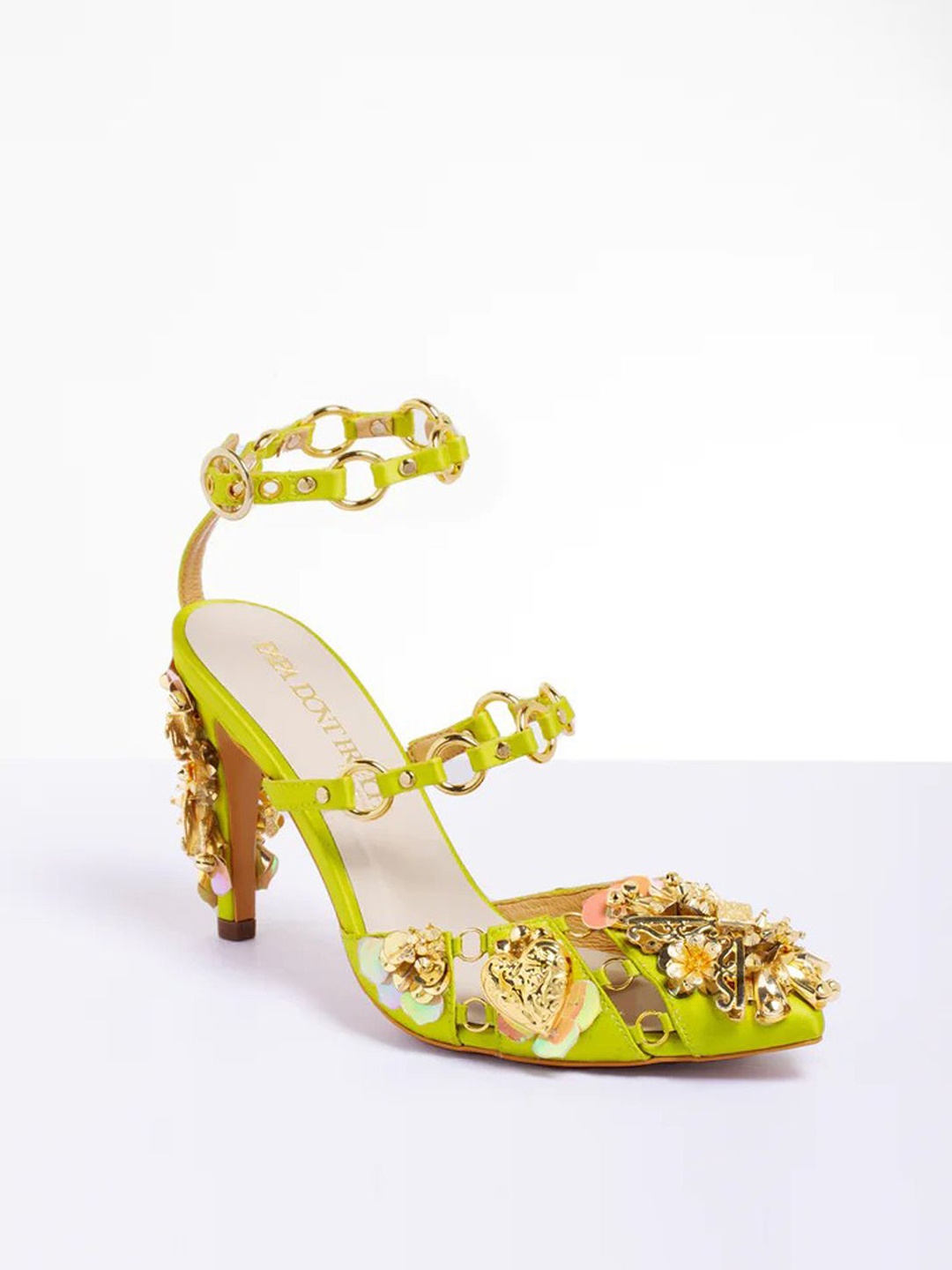 

Papa Don't Preach Printed PU Stiletto Mary Janes, Yellow