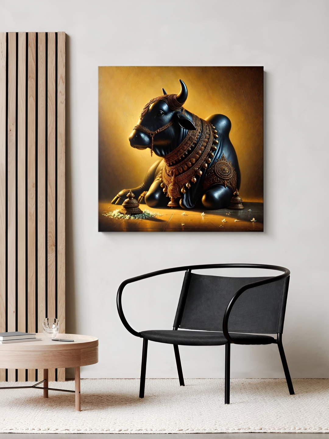 

999Store Brown & Black Bull Printed Canvas Painting Wall Art
