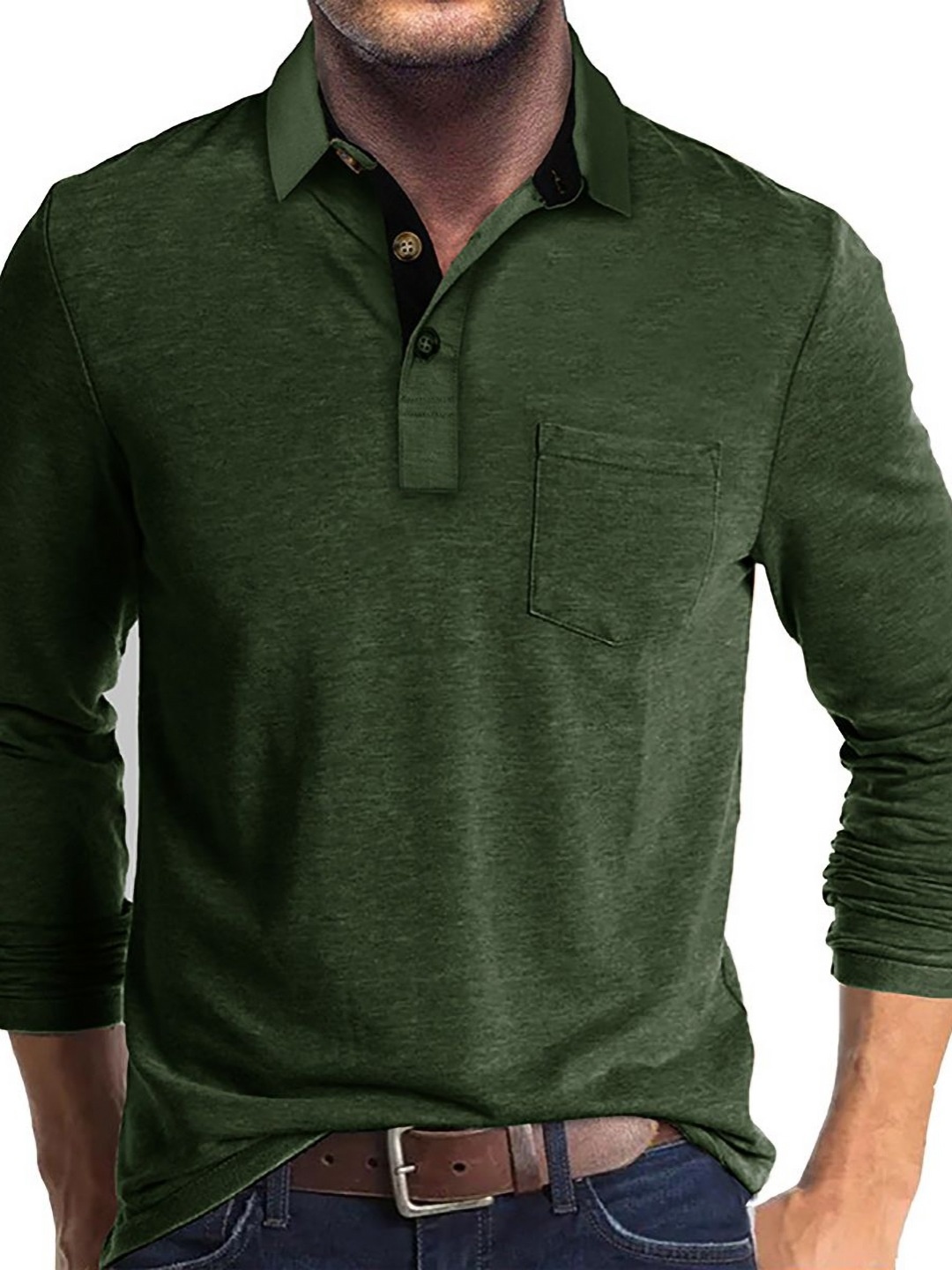 

StyleCast x Revolte Men Solid Polo Collar Cotton T-shirt, Green
