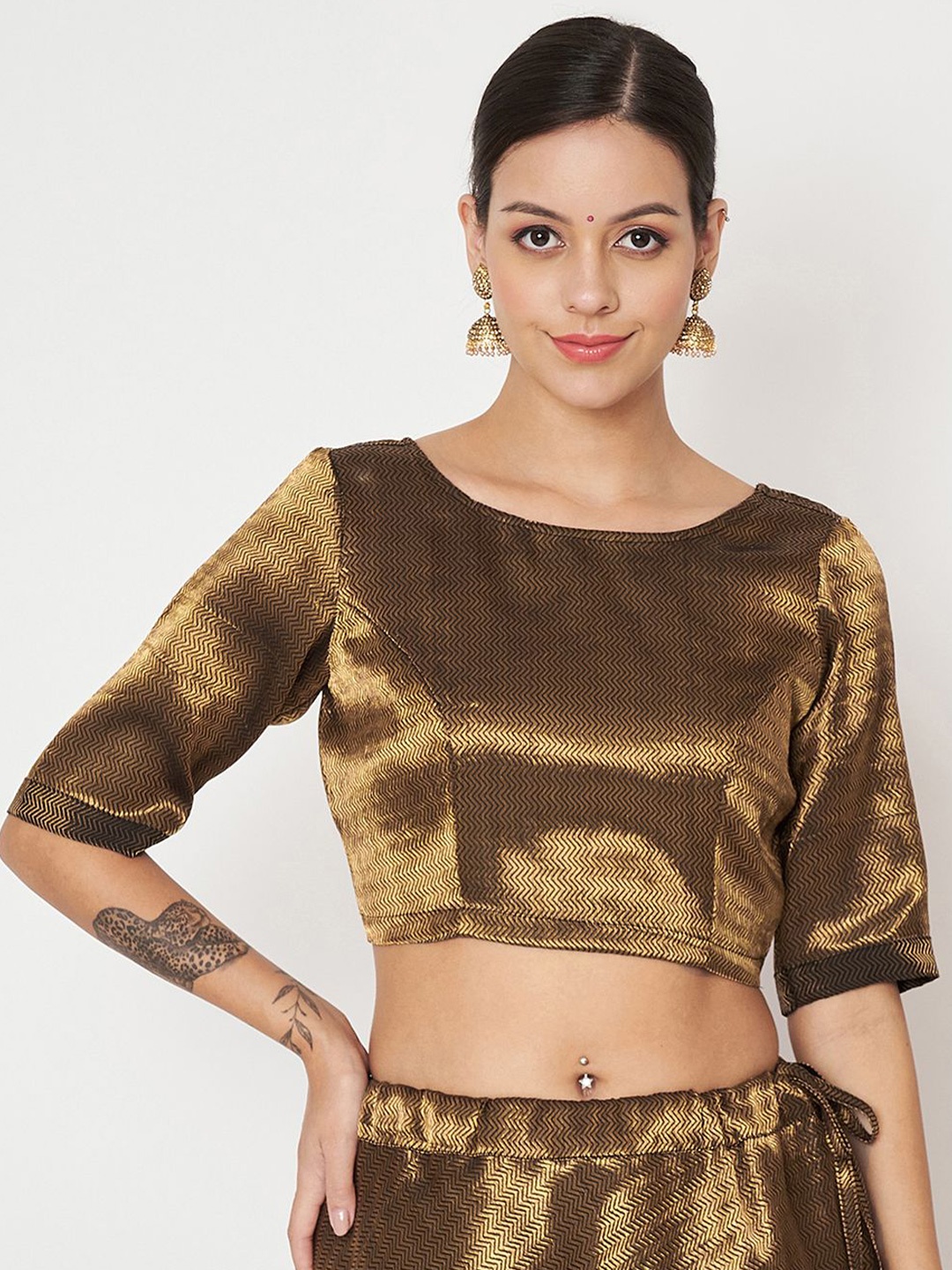 

studio rasa Ethnic Crop Top, Gold