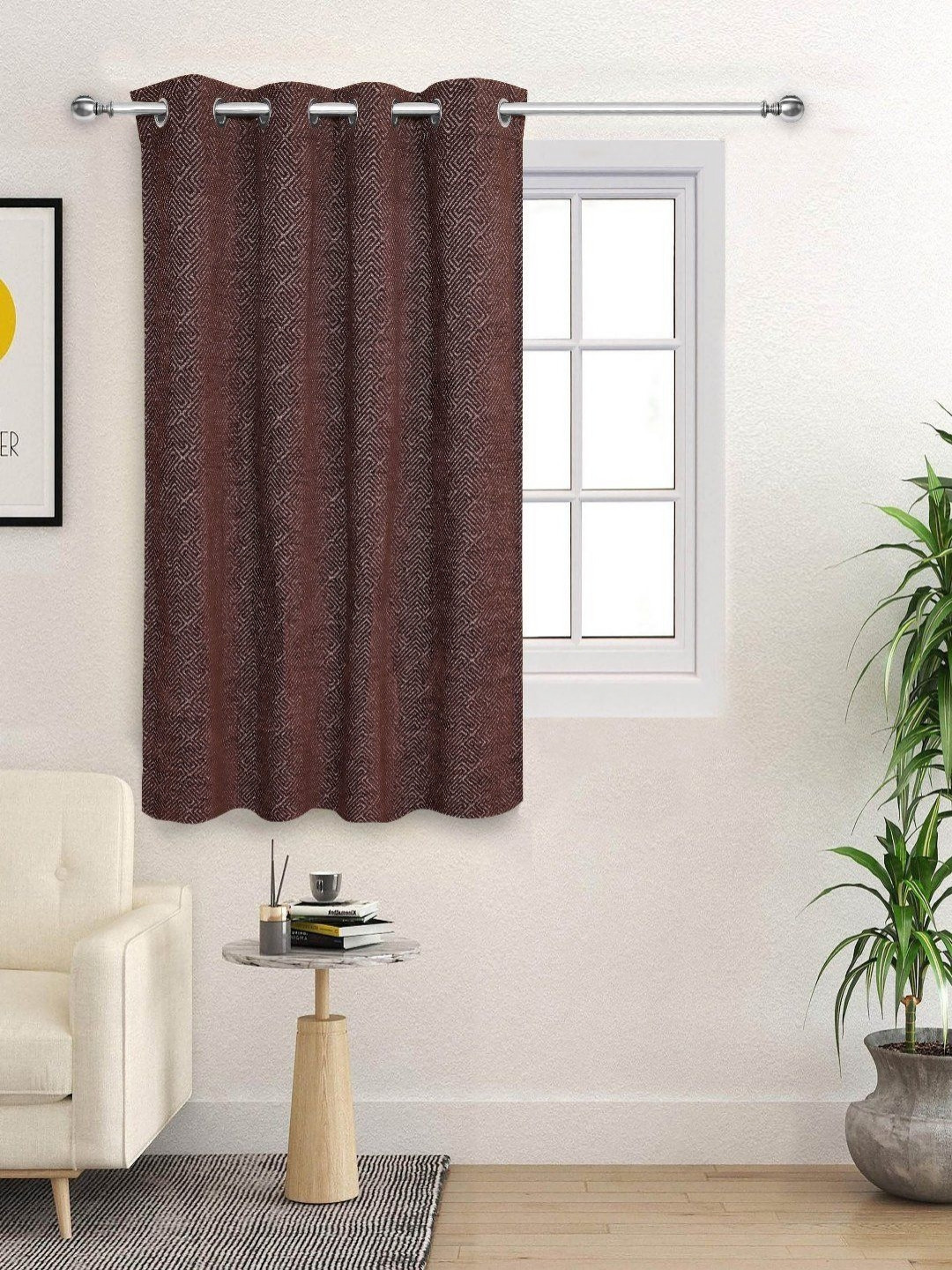 

Saral Home Brown Geometric Black Out Window Curtain