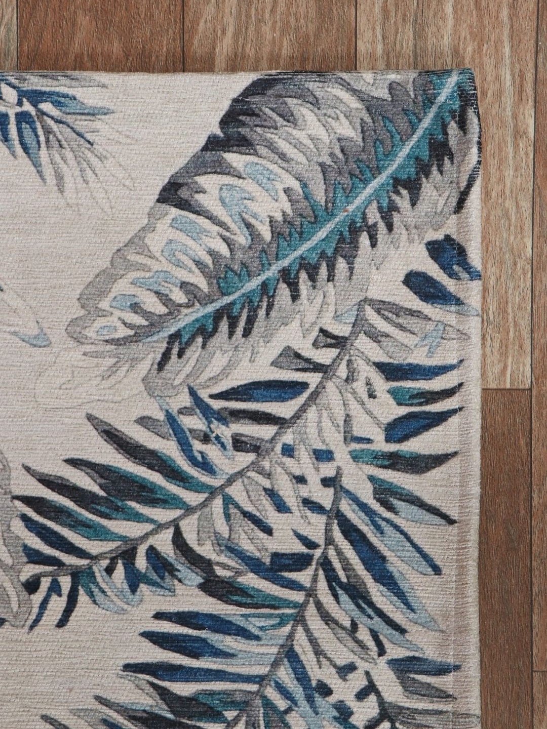 

BELLA TRUE Beige & Blue Printed Anti-Skid Doormat