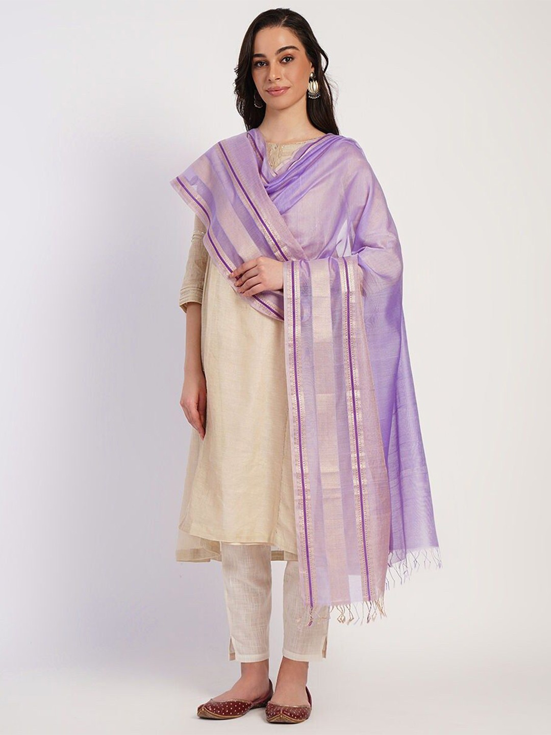 

JAYPORE Cotton Silk Dupatta, Purple