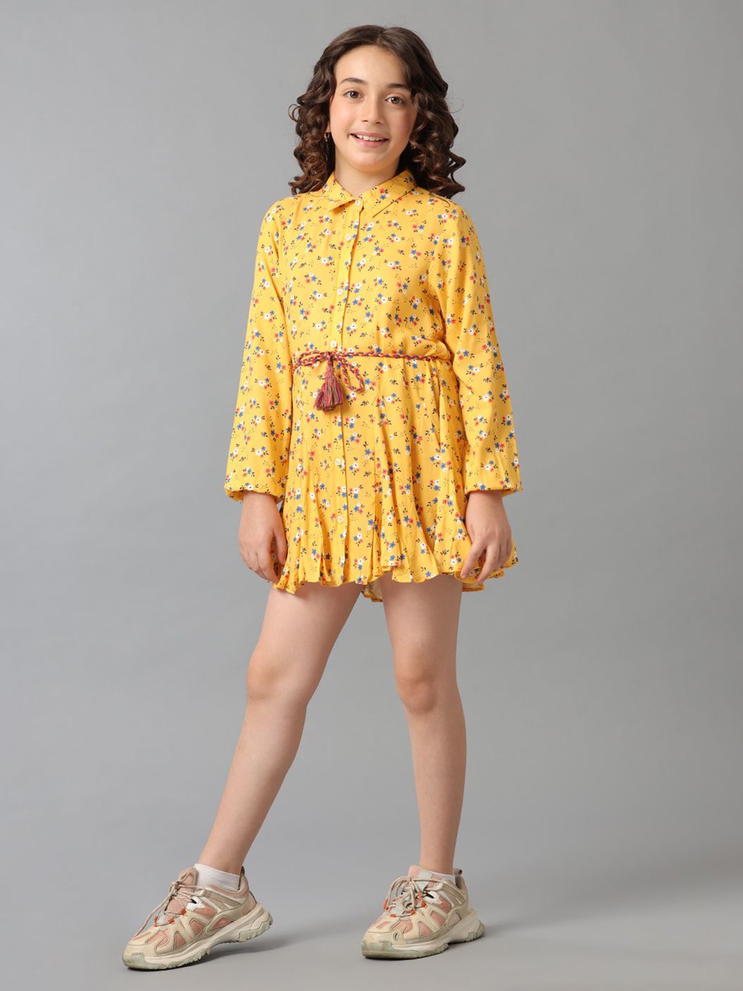 

UNDER FOURTEEN ONLY Floral Print Shirt Dress, Yellow