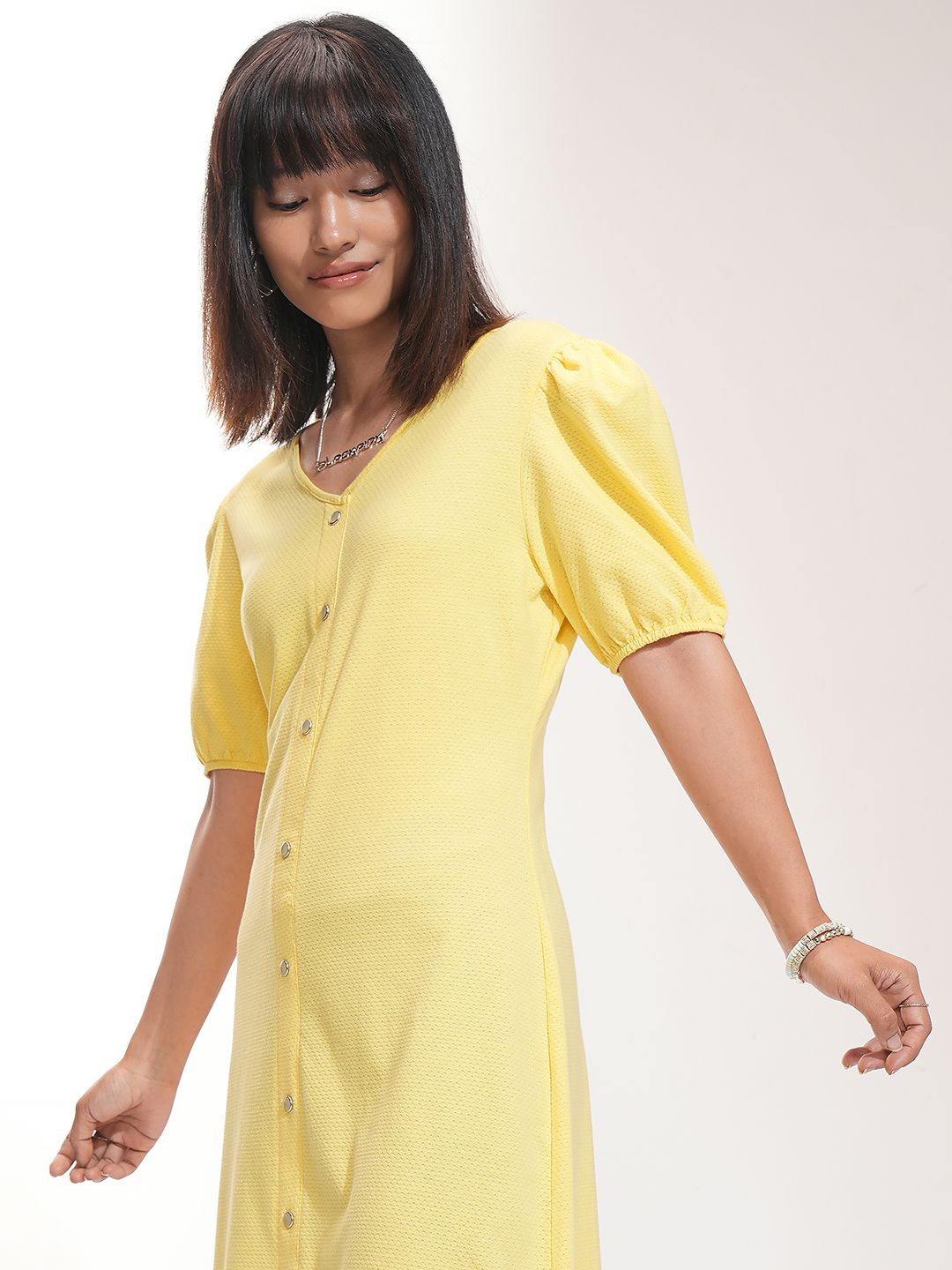 

Tokyo Talkies Puff Sleeve A-Line Dress, Yellow
