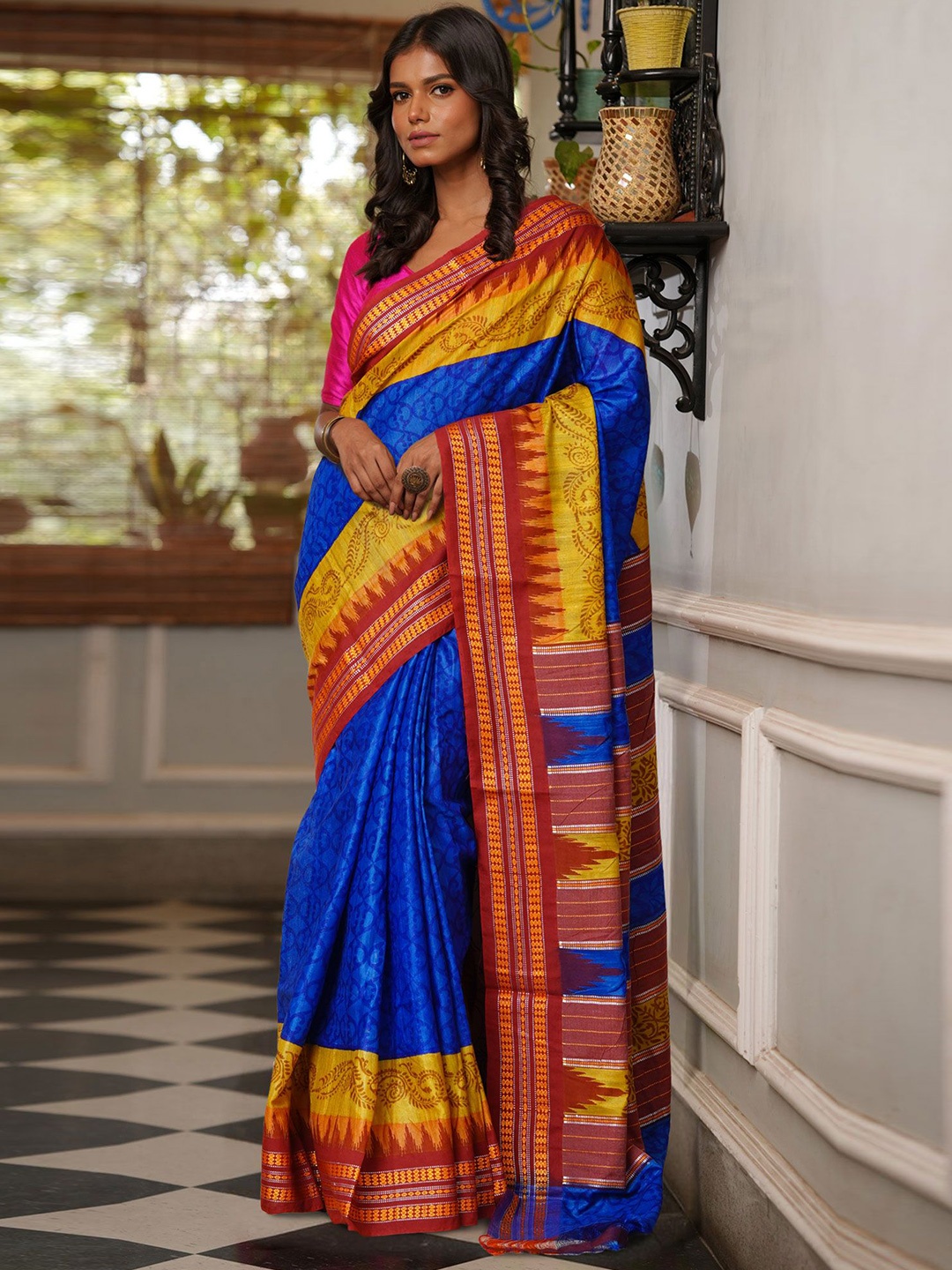 

Unnati Silks Woven Design Pure Silk Handloom Tussar Saree, Blue