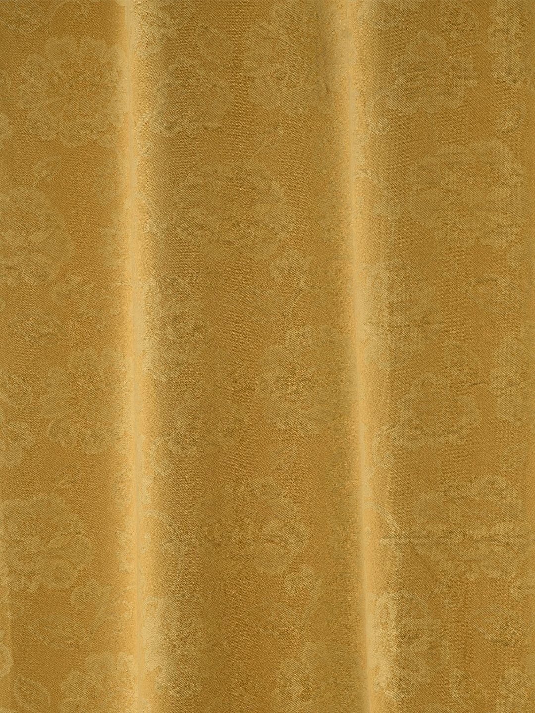 

Saral Home Yellow 2 Pieces Floral Woven Design Cotton Room Darkening Window Curtains