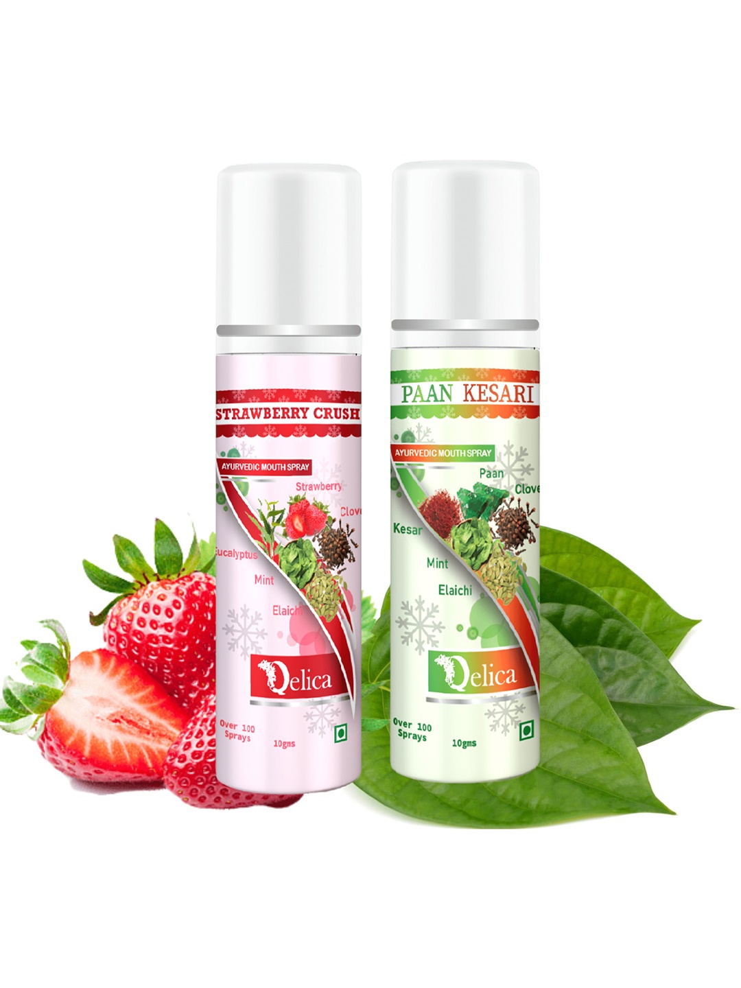 

Qelica Set Of 2 Strawberry Mint & Paan Kesari Mouth Freshener Spray 10 g Each, Red