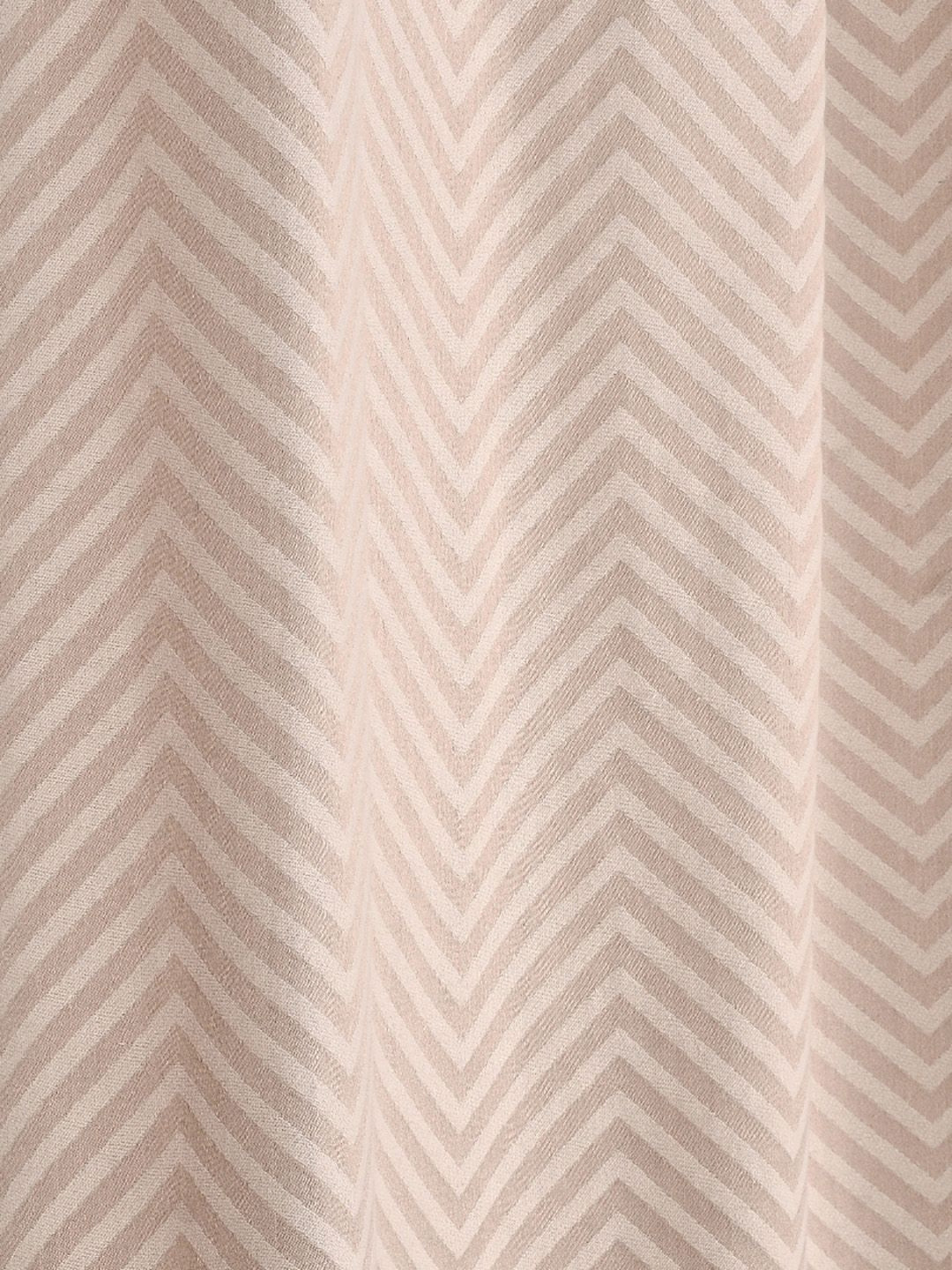 

Saral Home Beige & Off White Chevron Woven Design Cotton Room Darkening Window Curtain