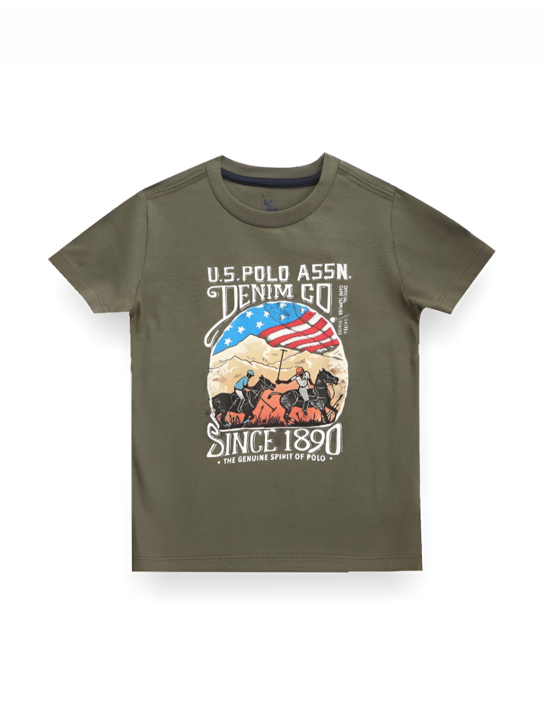 

U.S. Polo Assn. Kids Boys Graphic Printed Round Neck Cotton T-shirt, Green