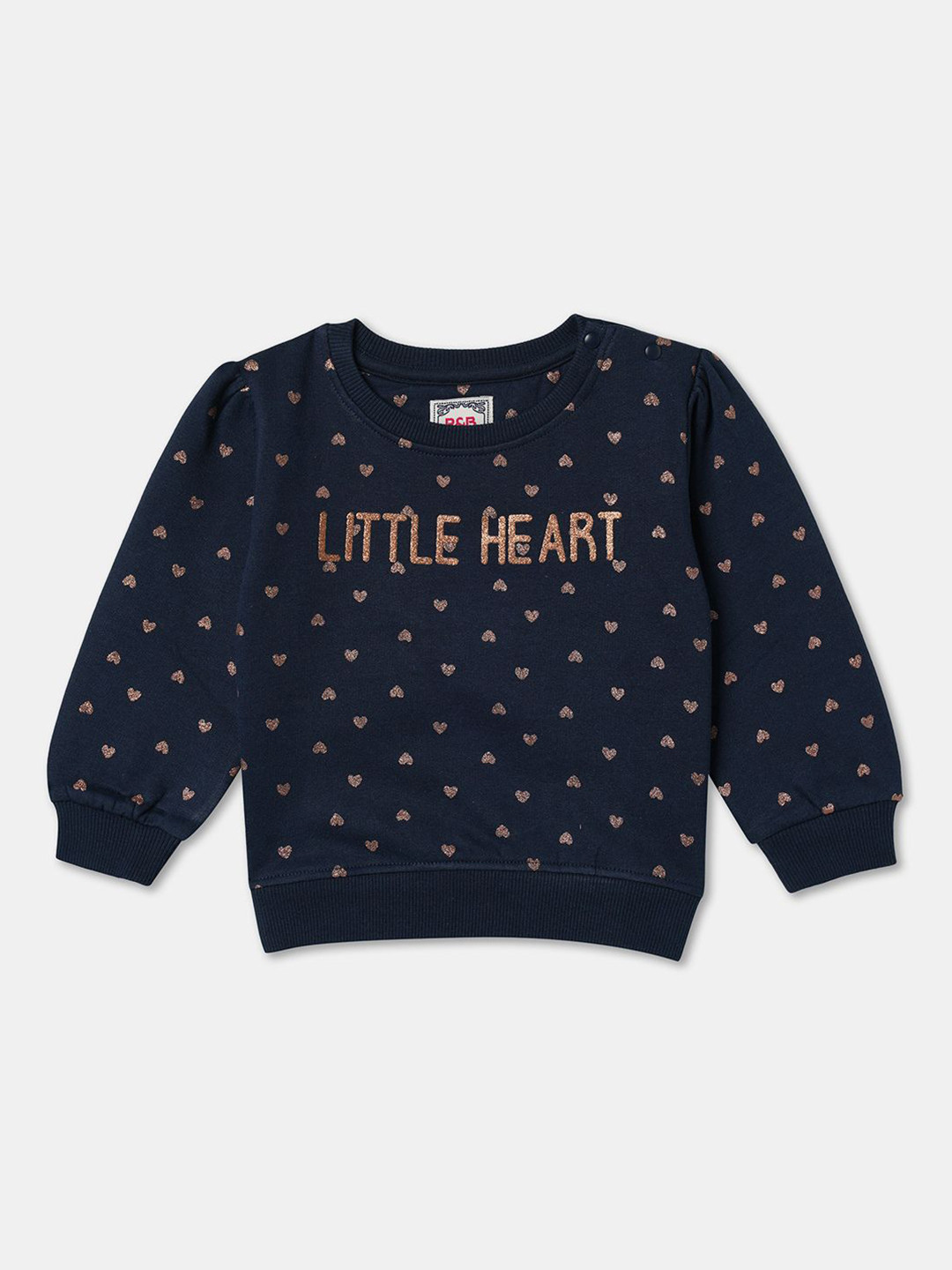 

R&B Girls Conversational Printed Round Neck Cotton Pullover Sweatshirt, Blue