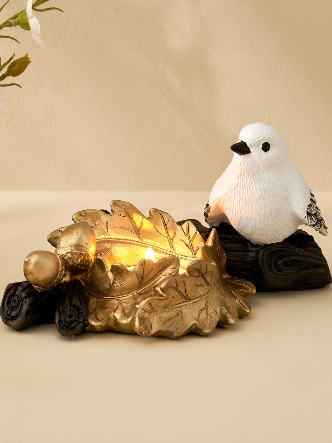 

Home Centre White & Beige Corsica Birds T-Light Candle Holder
