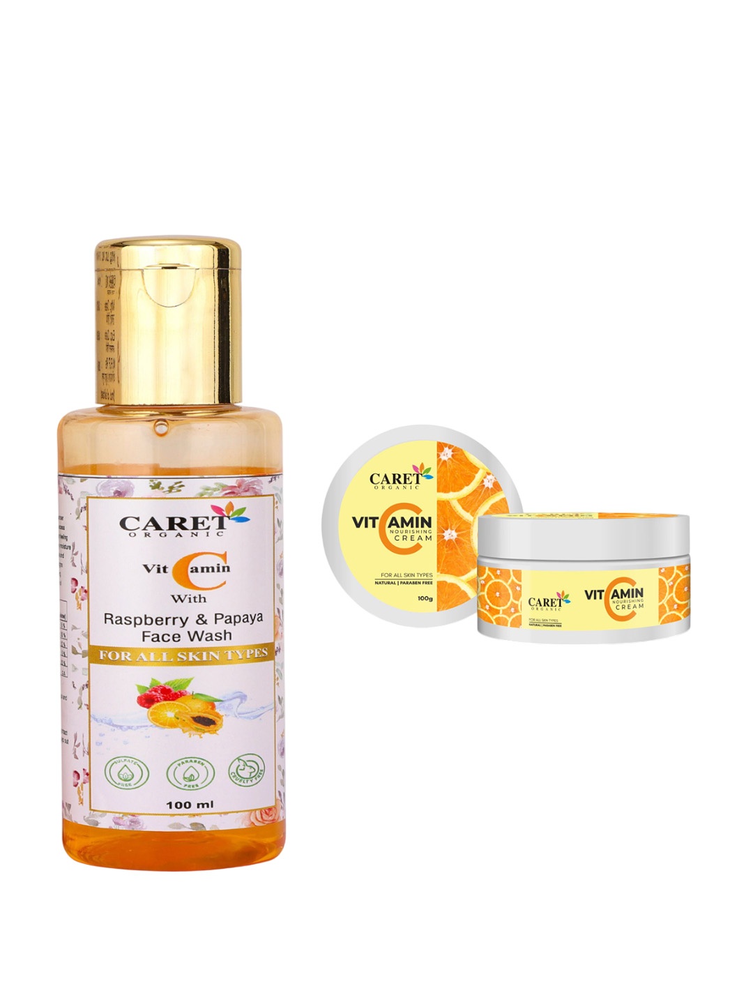 

CARET ORGANIC Vitamin C Face Wash -100ml & Vitamin C Cream Combo-50g, White