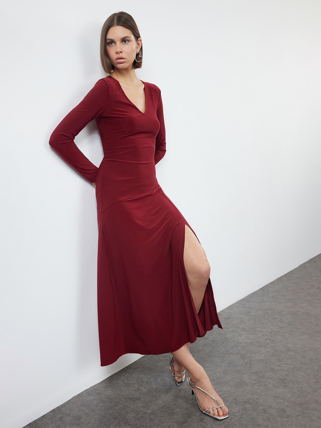 

Trendyol Fit & Flare Midi Dress, Na