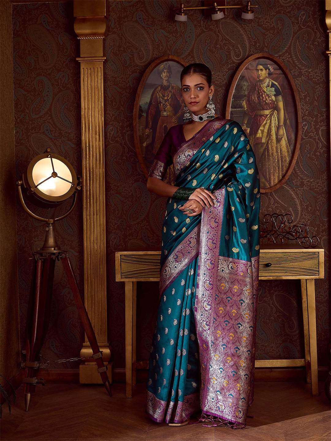 

Dori Woven Design Zari Banarasi Saree, Blue