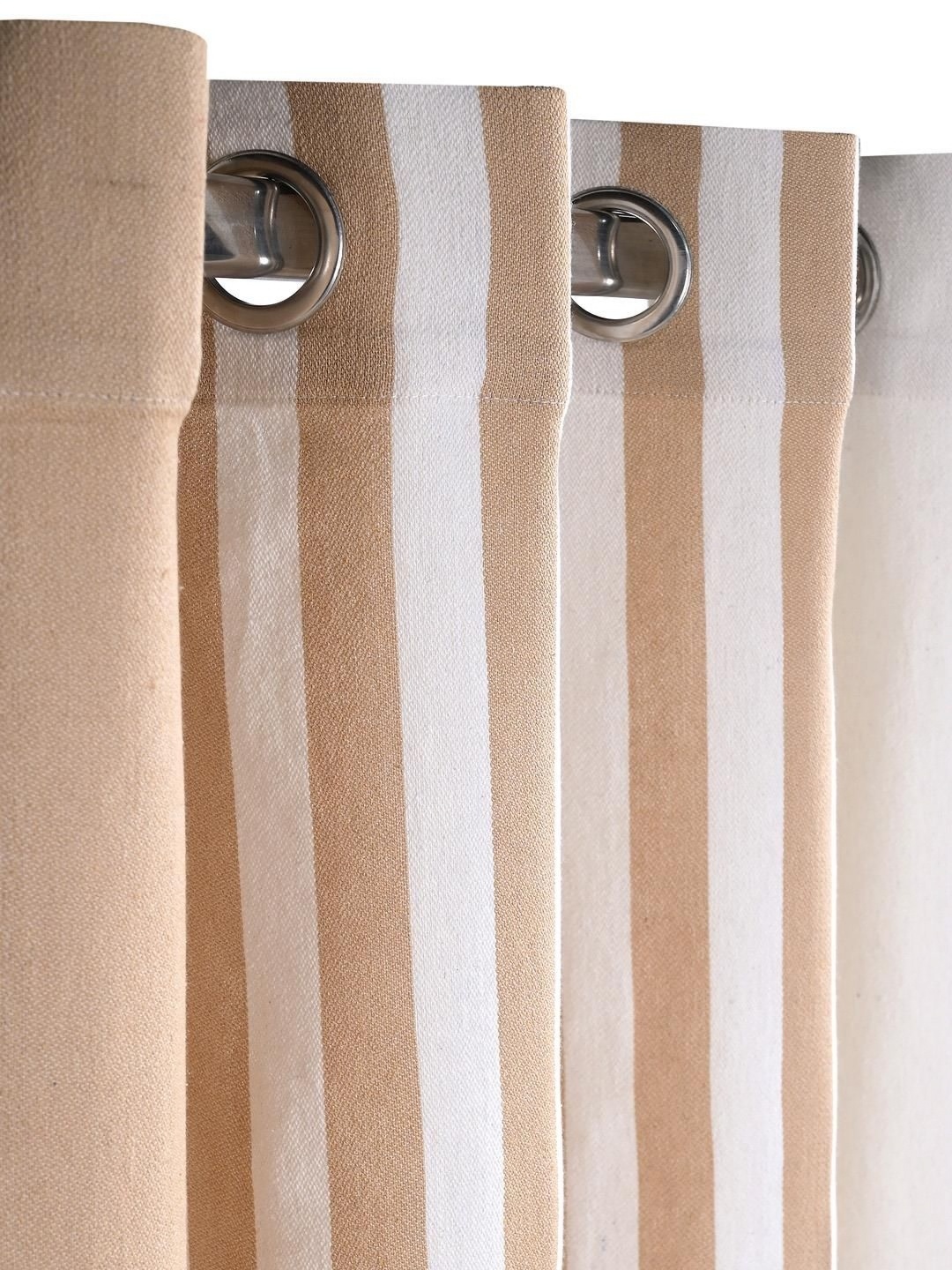 

Saral Home Beige & White 2 Pieces Striped Room Darkening Window Curtain