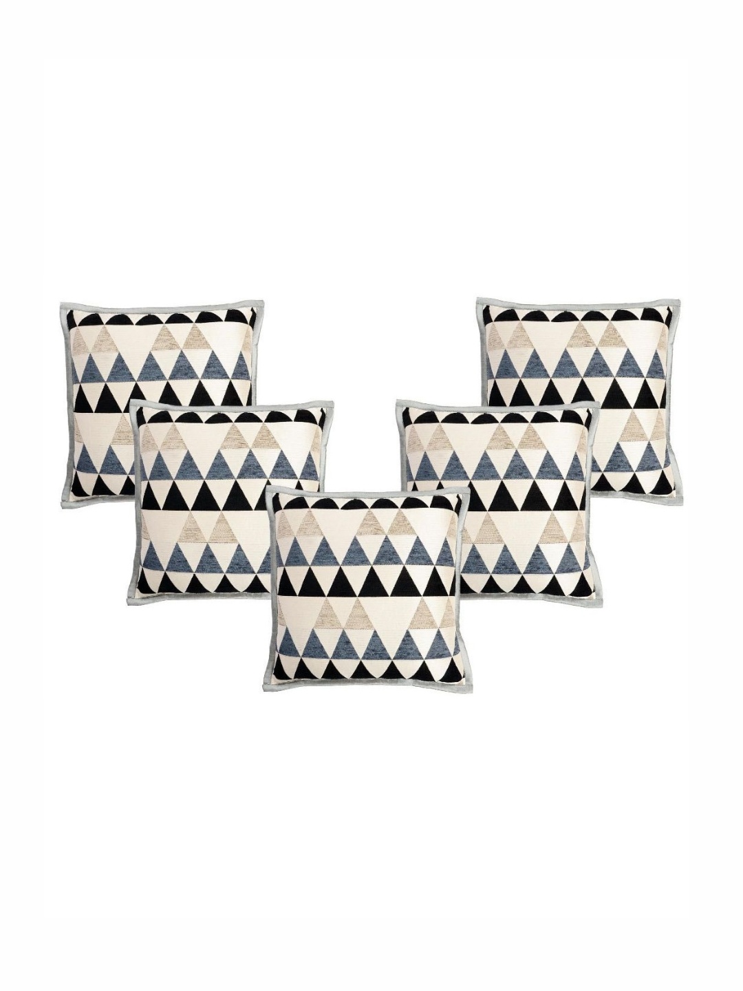 

Saral Home Grey & White 5 Pieces Geometric Square Cushion Covers