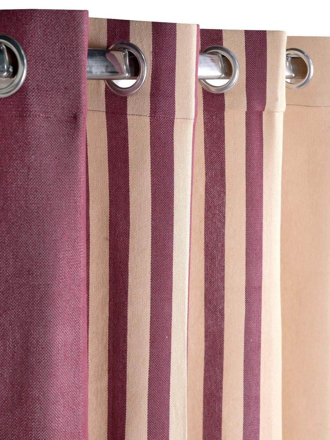 

Saral Home Maroon & Peach-Coloured Striped Room Darkening Window Curtain