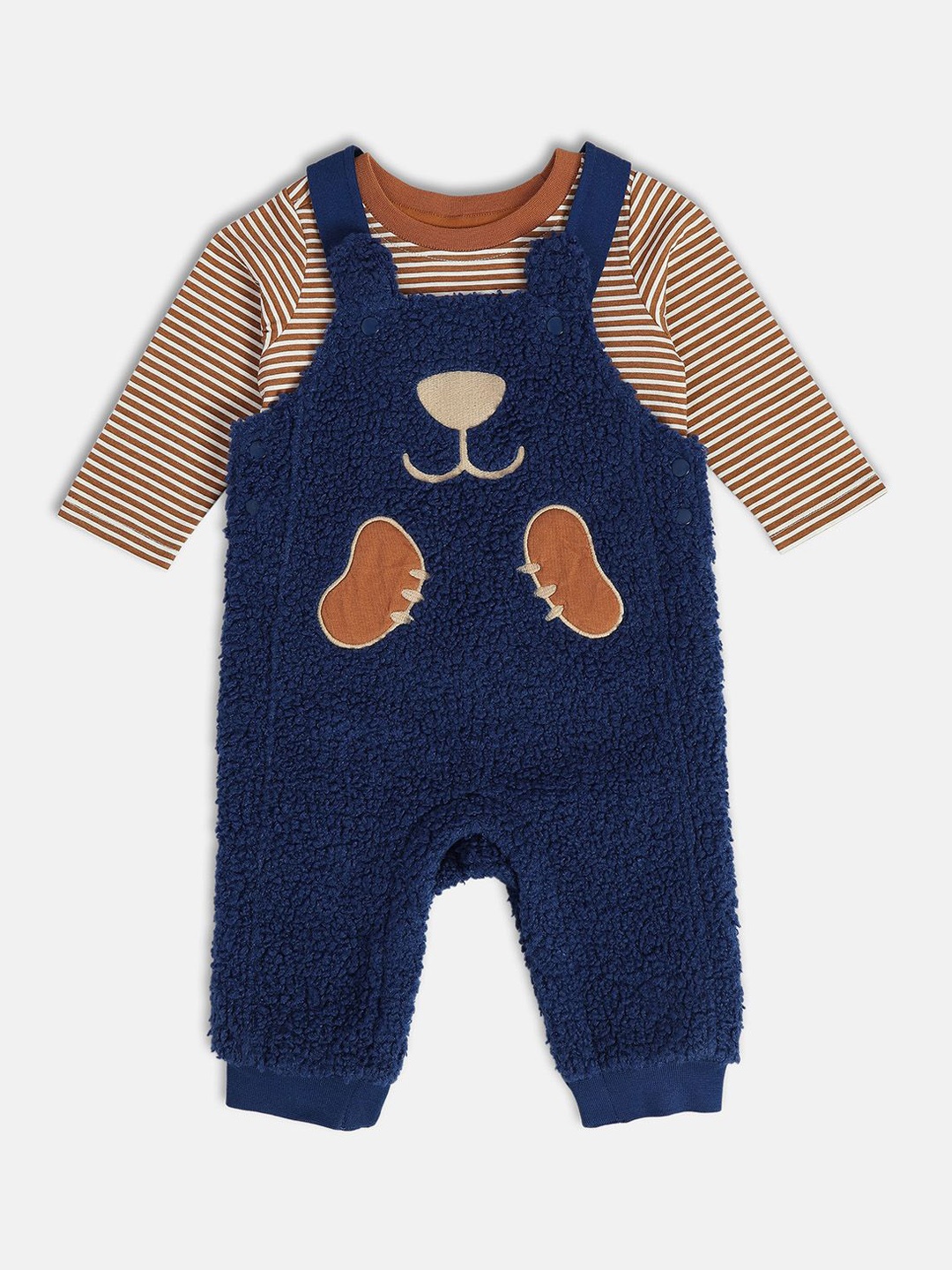 

MINI KLUB Infant Boys Dungaree With Striped T-Shirt, Blue