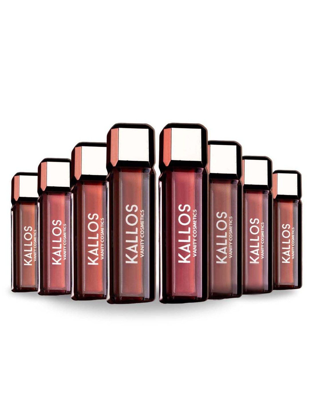 

KALLOS VANITY Set Of 8 Lip Plush Long-Lasting Liquid Lipsticks - 3 ml Each, Red