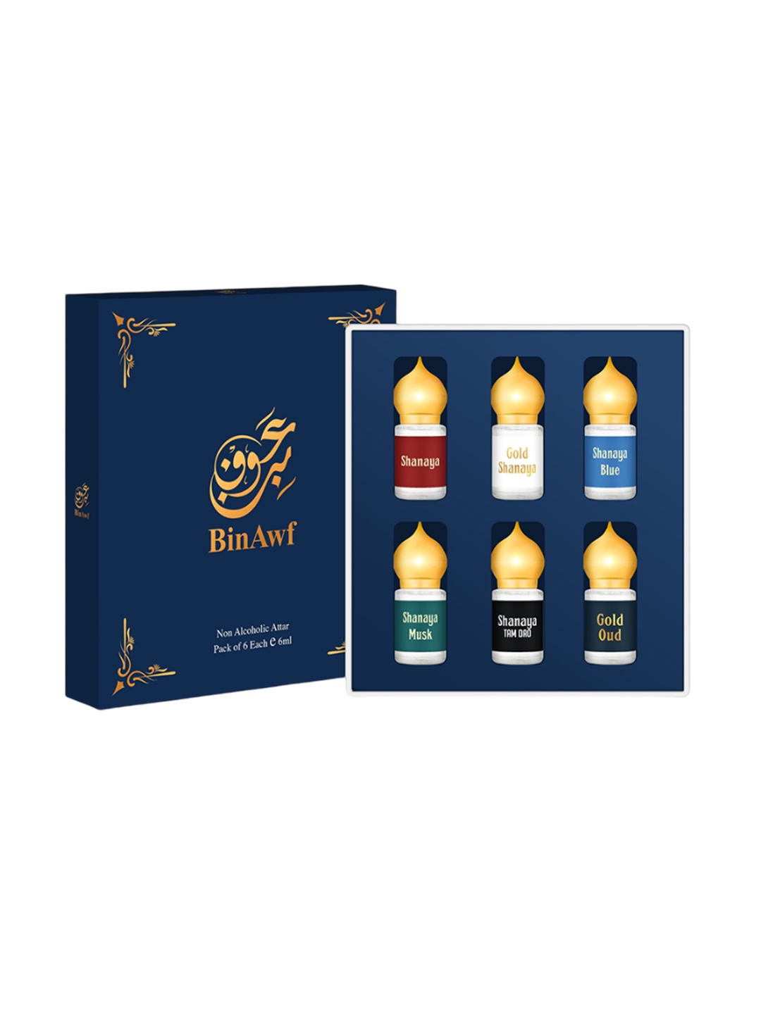 

BinAwf Set Of 6 Shanaya Long Lasting Attar Combo - 6ml Each, Blue