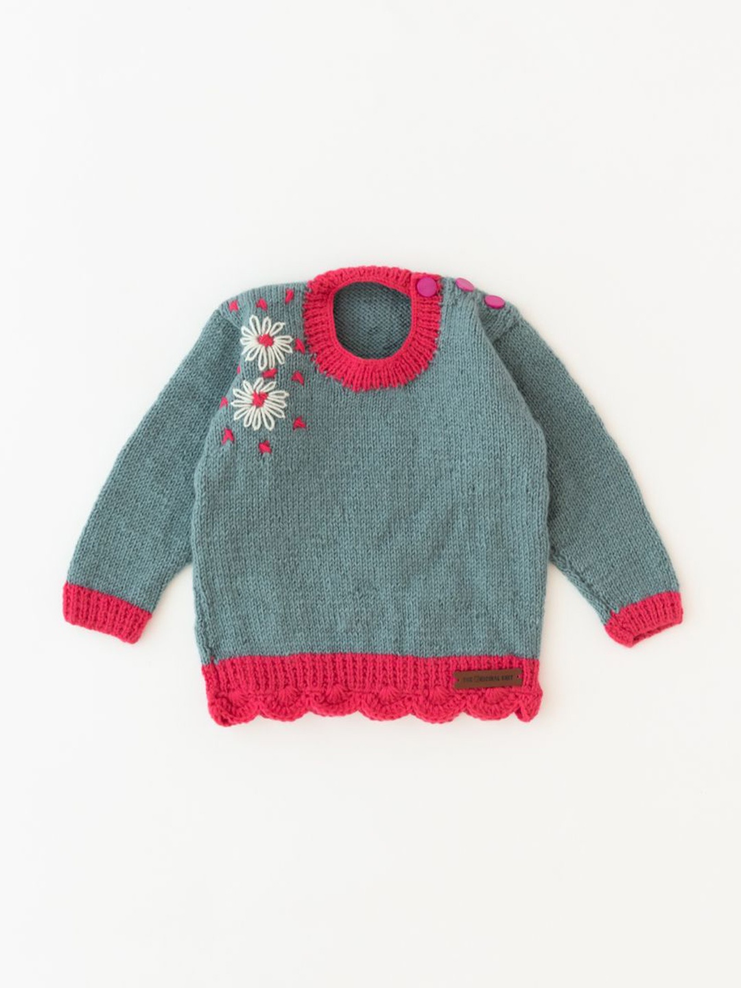 

The Original Knit Kids Embroidered Pullover, Grey