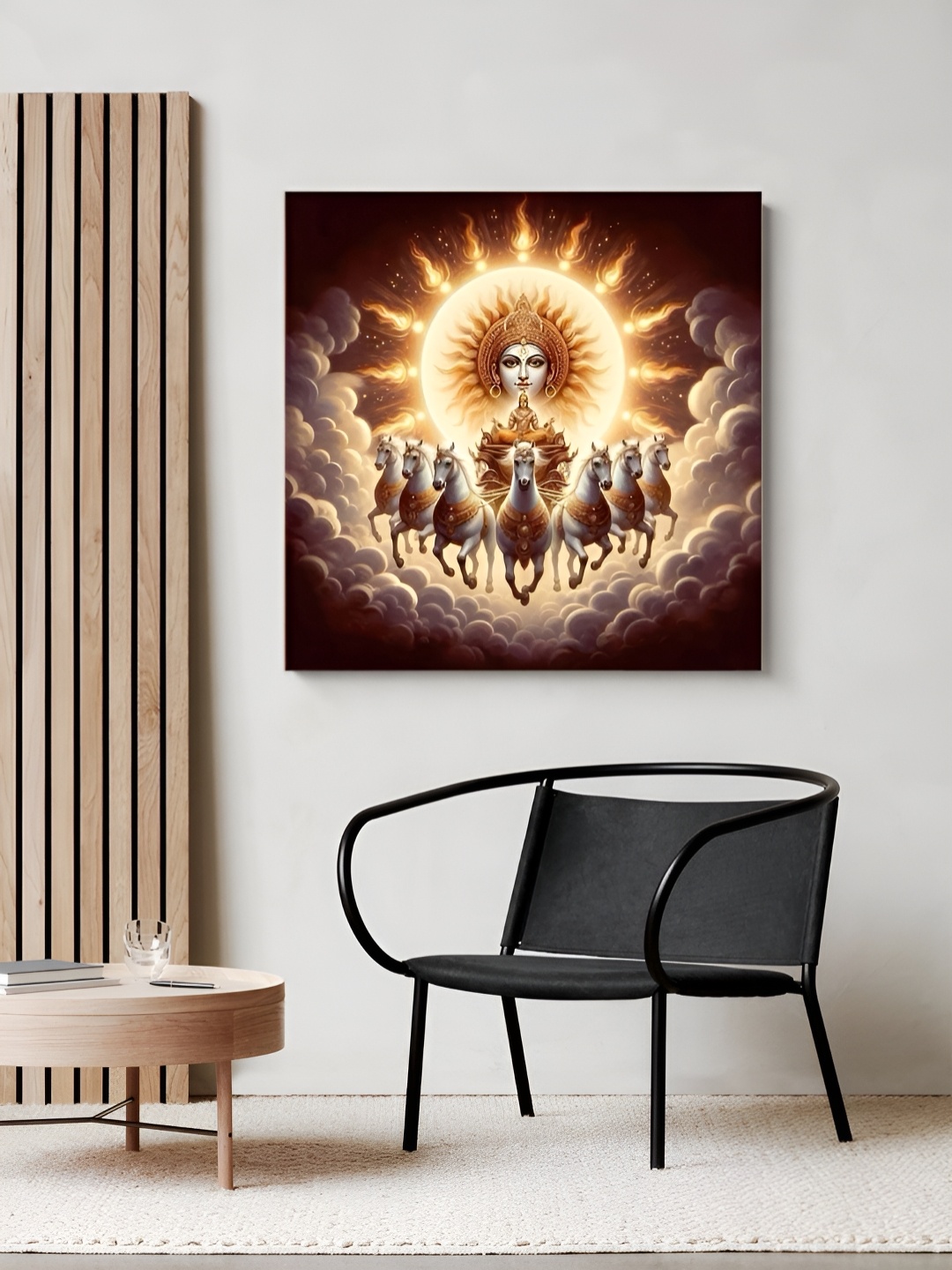 

999Store Brown & White Wood Religious Wall Paintings