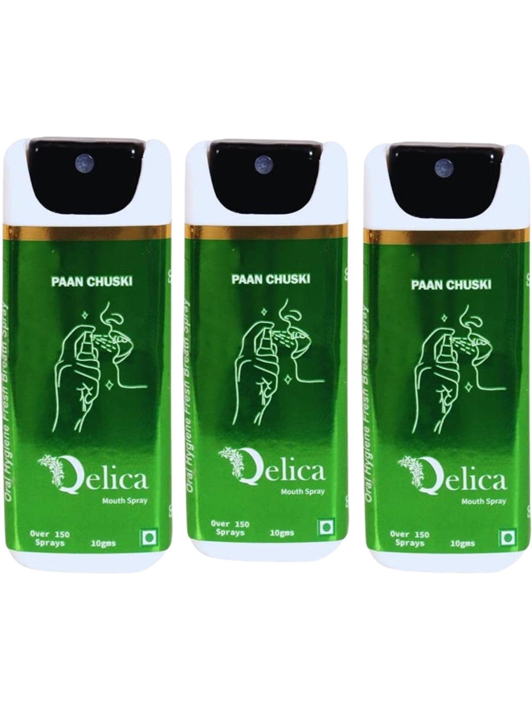 

Qelica Set Of 3 Paan Chuski Mouth Freshener Spray 10 g Each, Green