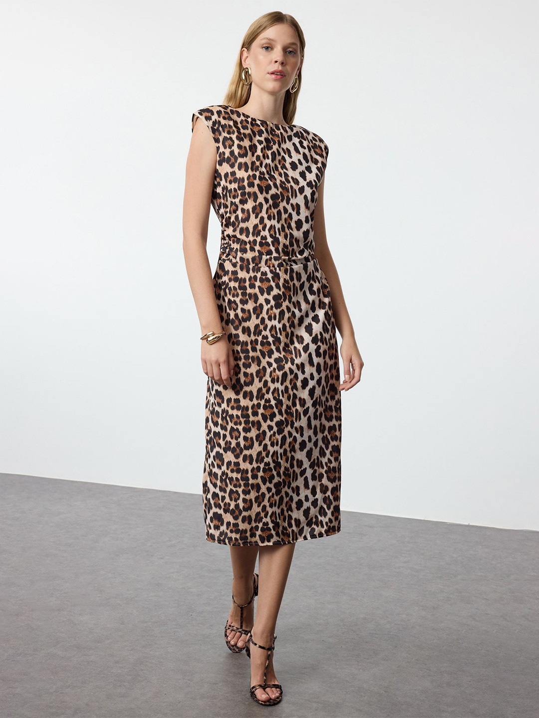 

Trendyol Animal Print Sheath Midi Dress, Na