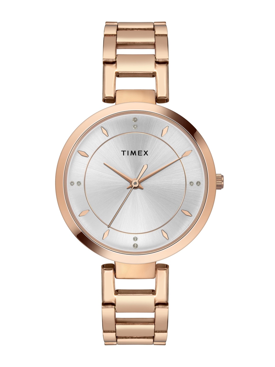 

Timex Women Brass Dial & Stainless Steel Bracelet Style Straps Analogue Watch TWEL107SMU11, Silver