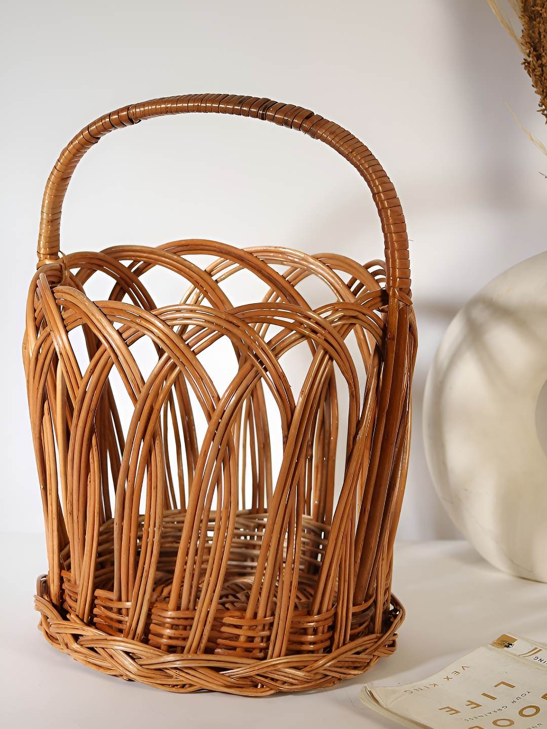 

HABERE INDIA Brown Rattan Core Fruit and Vegetable Basket