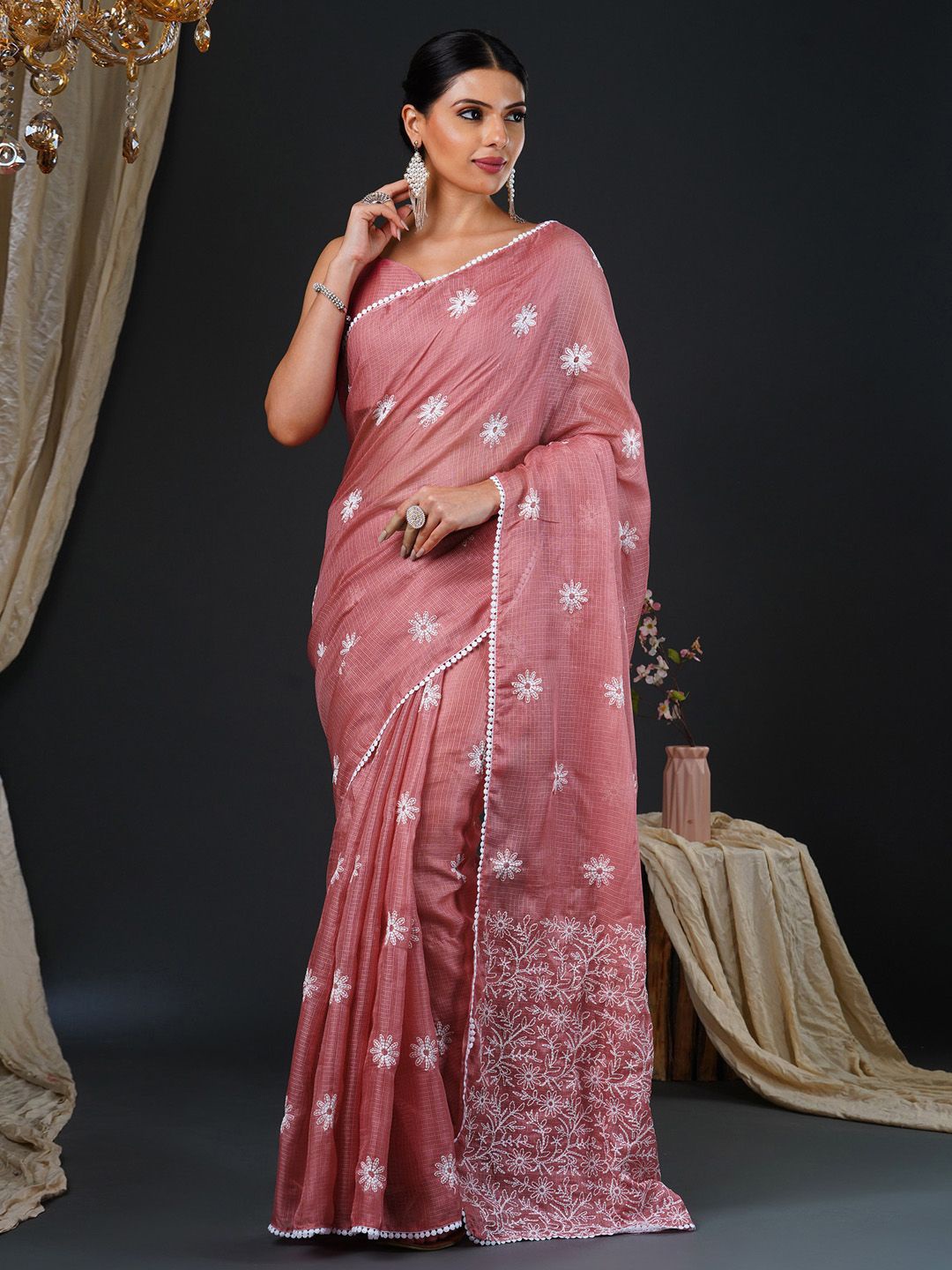 

KALINI Embellished Saree, Rust