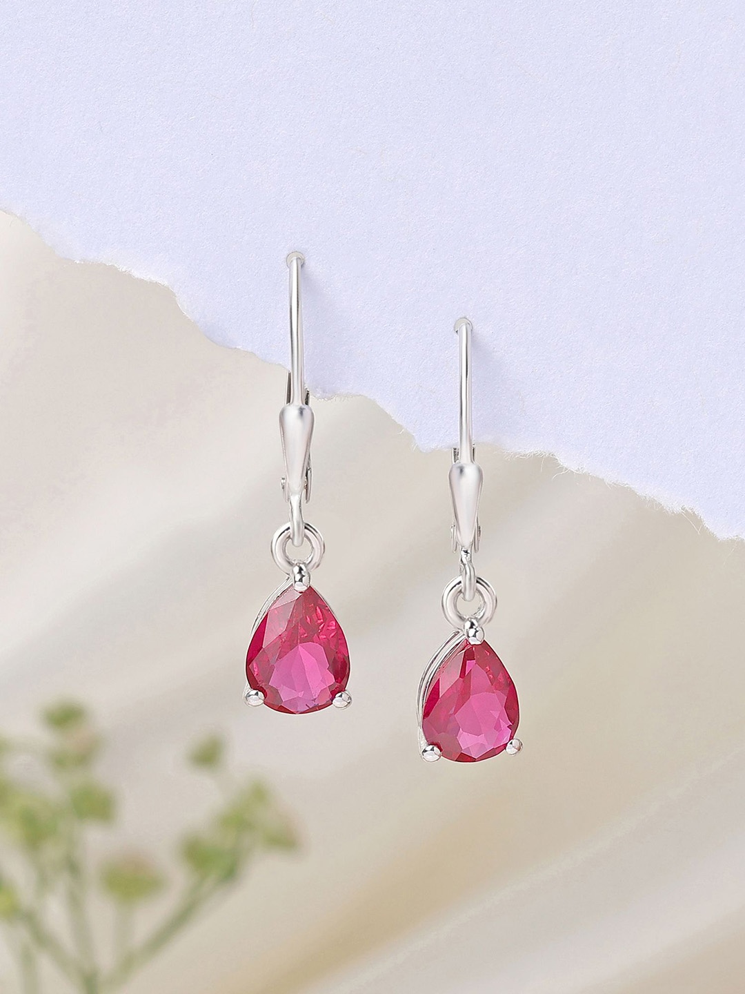 

Ornate Jewels 925 Sterling Silver Red Ruby Drop Earring