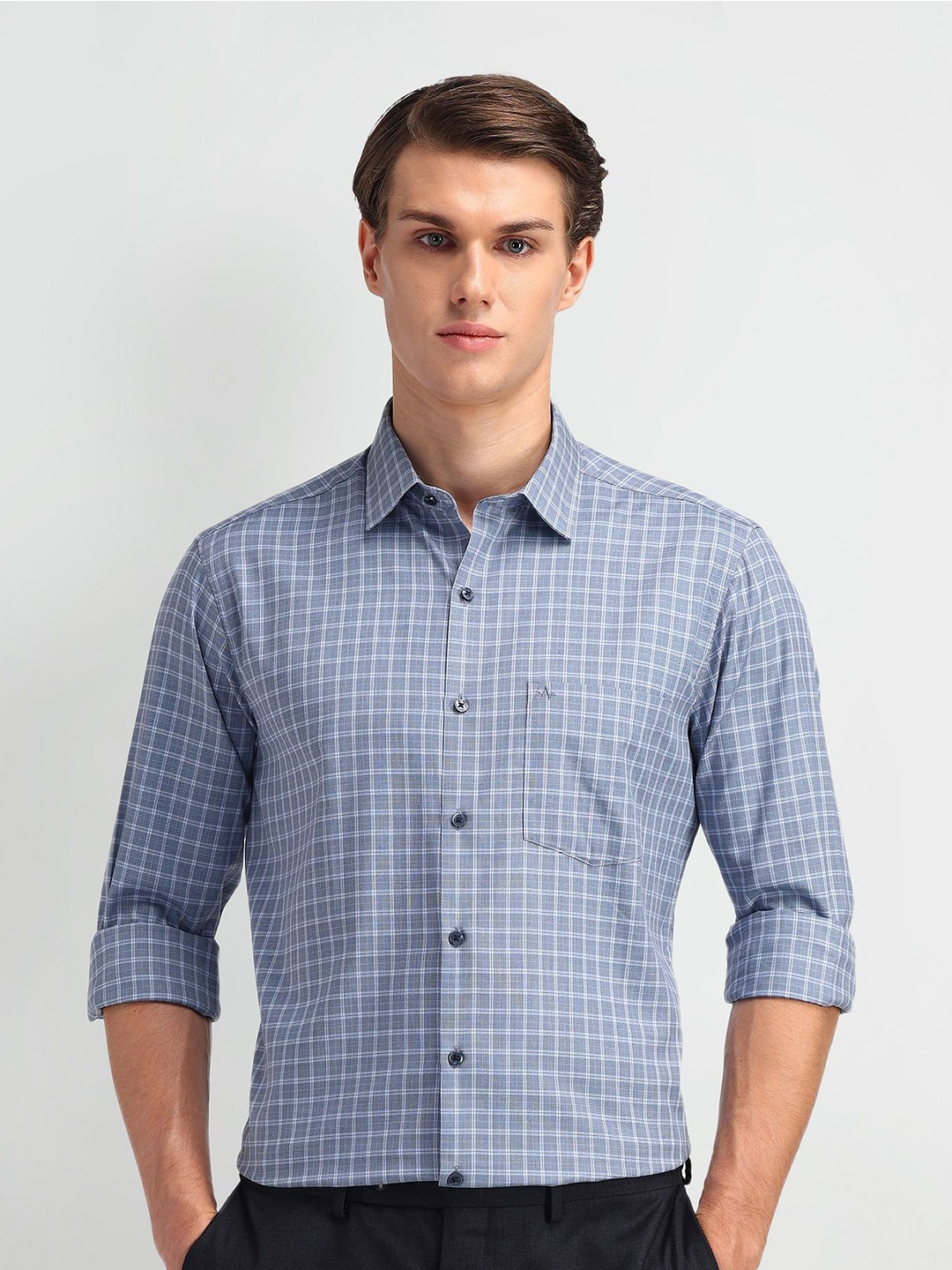 

Arrow Men Classic Opaque Checked Formal Shirt, Blue