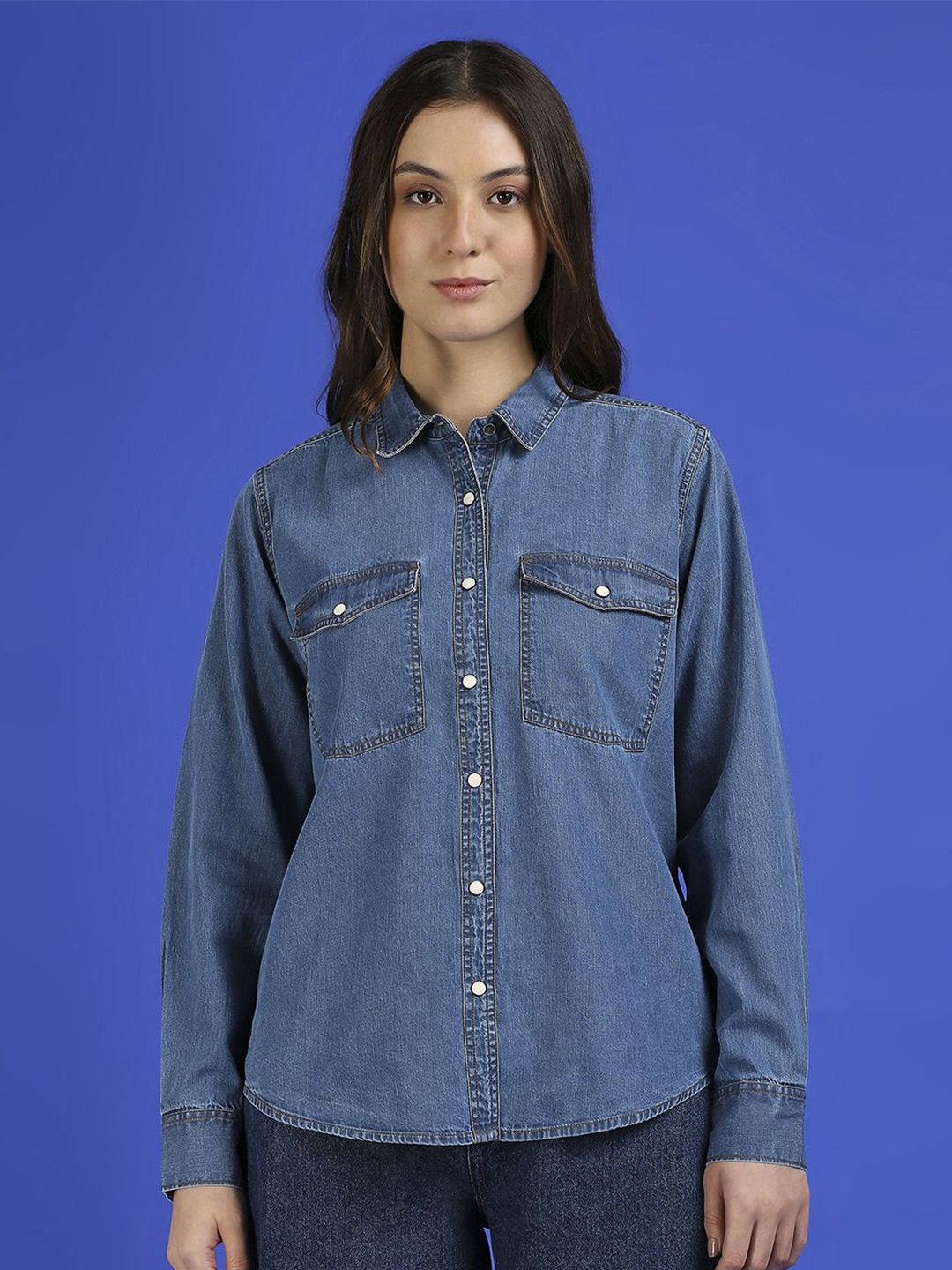 

Pepe Jeans Women Opaque Casual Shirt, Blue
