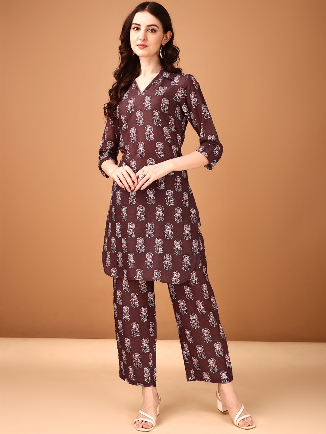 

Anouk Printed Tunic & Palazzos, Maroon