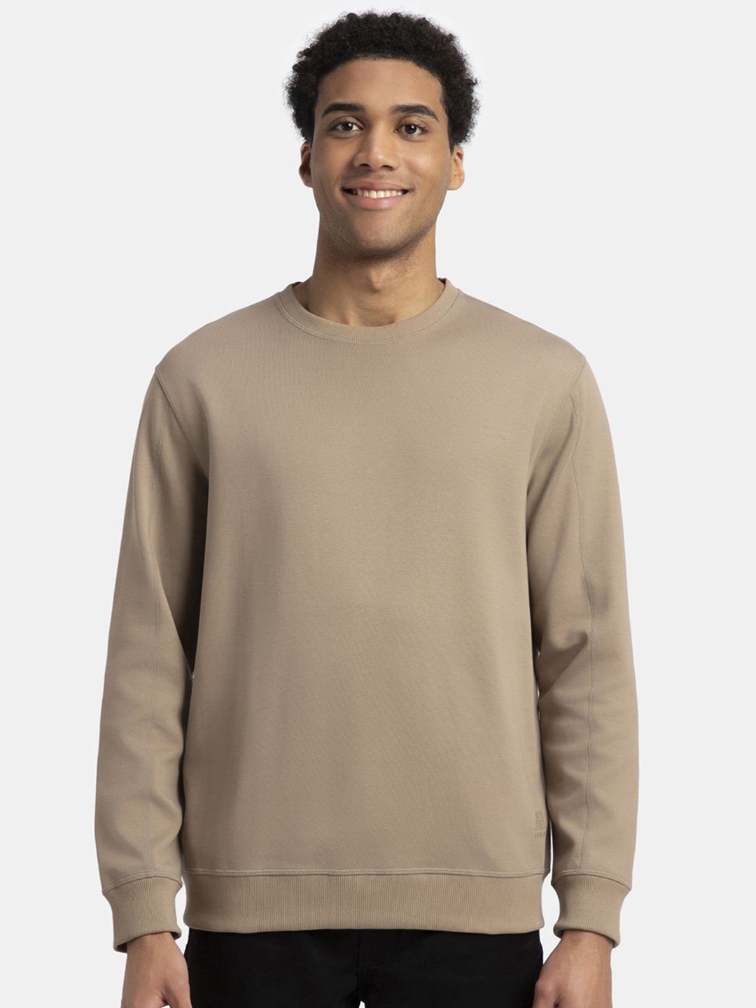 

Jockey Super Combed Cotton Rich Pique Sweatshirt with Ribbed Cuffs-AM48, Beige
