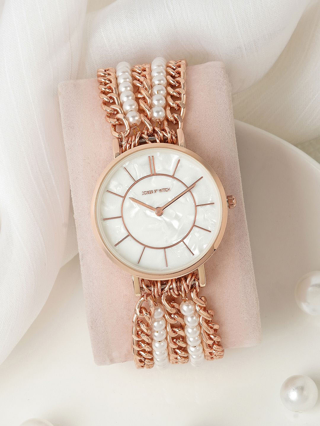 

JOKER & WITCH Women Pearl Wrap Around Straps Analogue Watch AMWW825, Rose gold