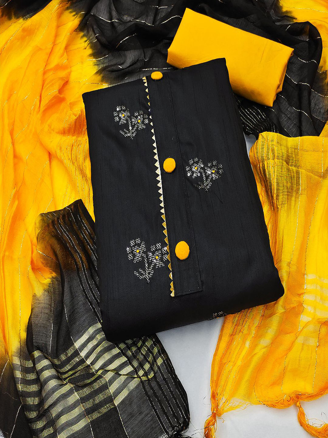 

MISS VERVE Unstitched Dress Material, Black