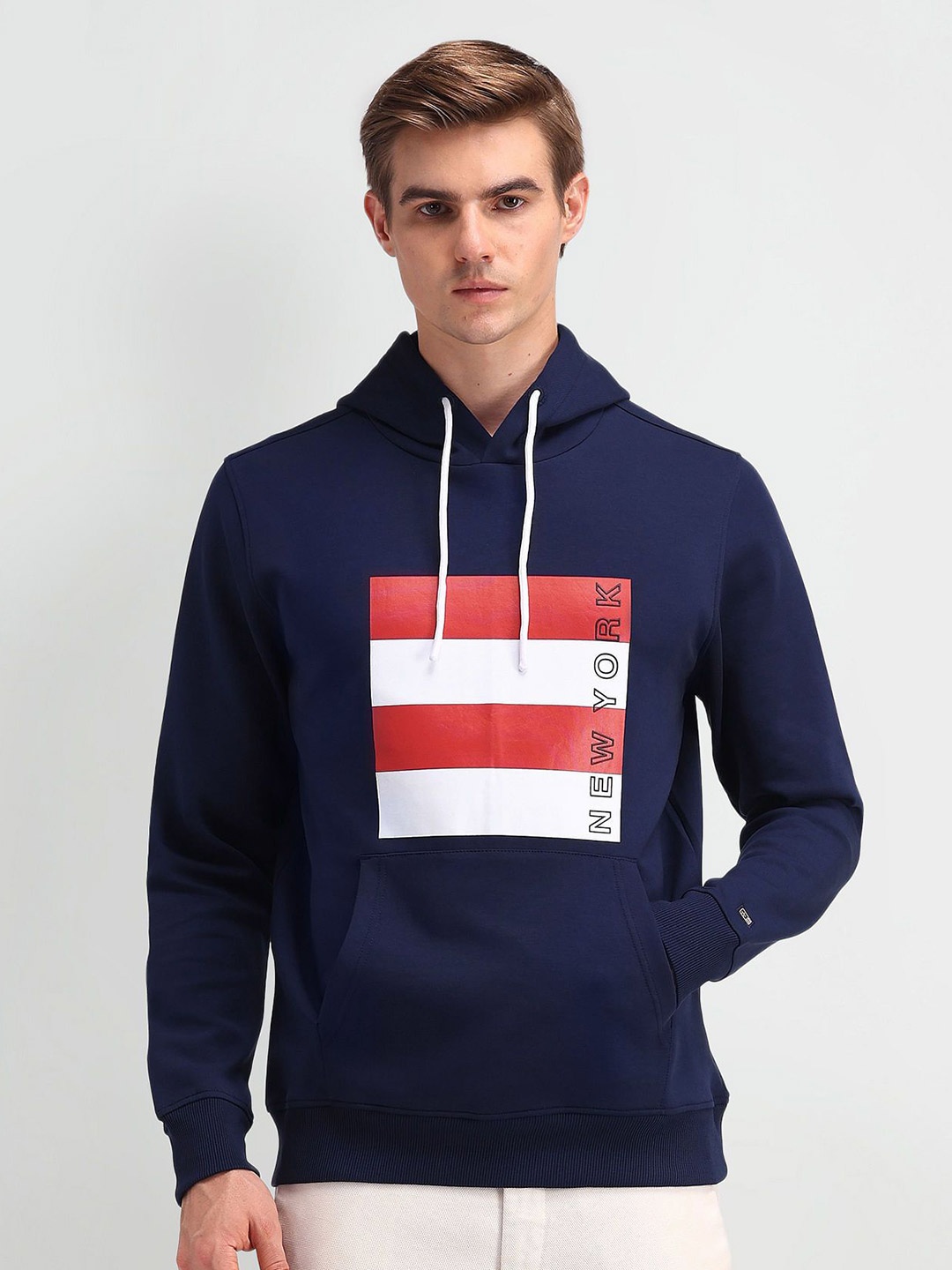 

Arrow Sport Men Printed Hooded Sweatshirt, Blue