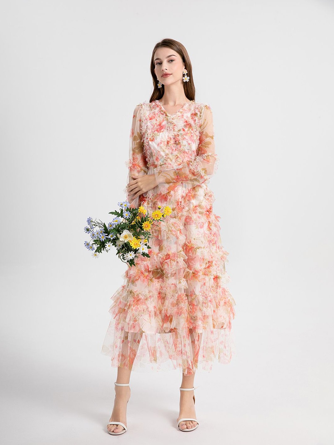 

JC Collection Women Floral Printed Fit & Flare Midi Dress, Pink