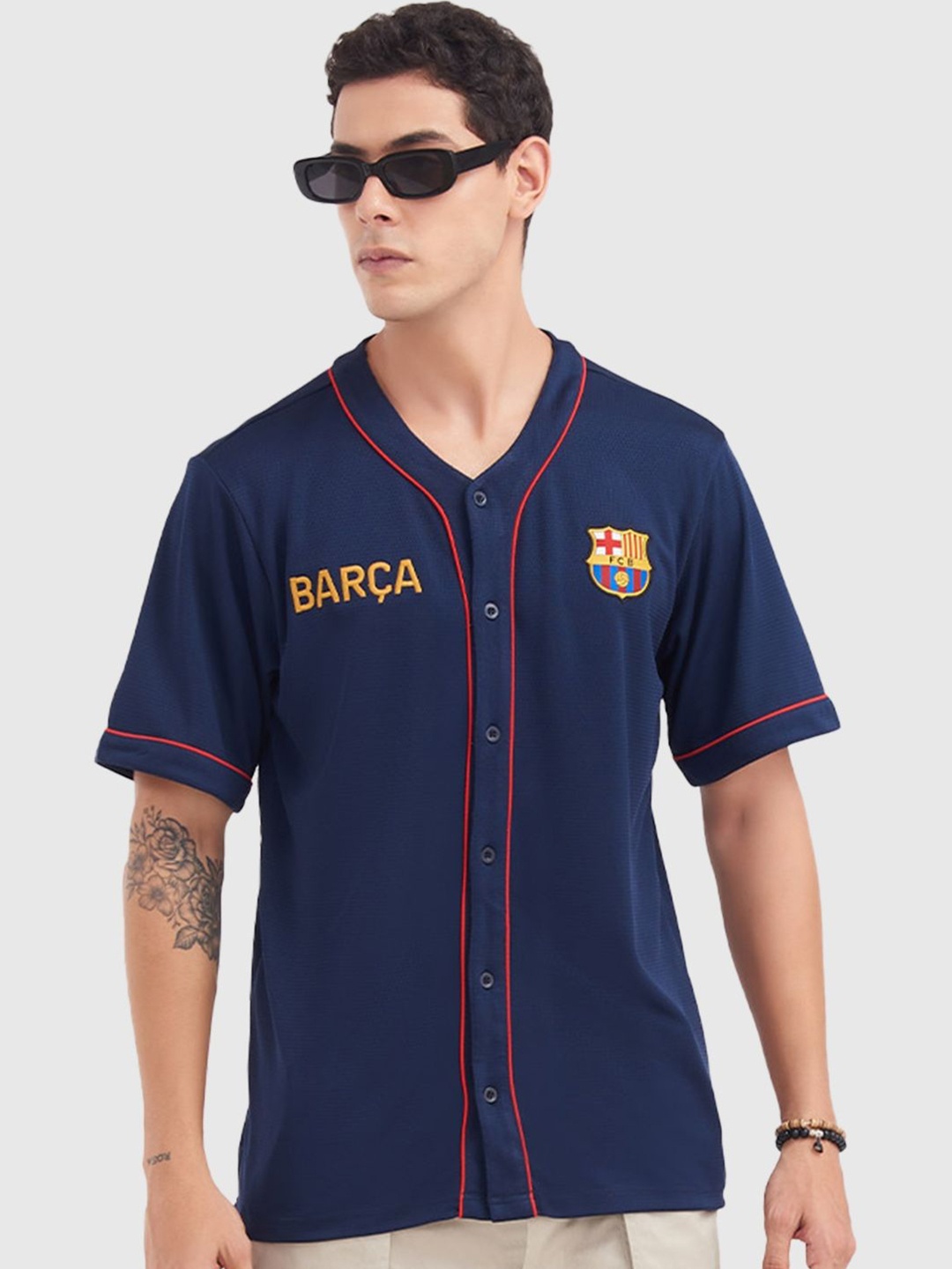 

FC Barcelona Men Comfort Opaque Casual Shirt, Navy blue