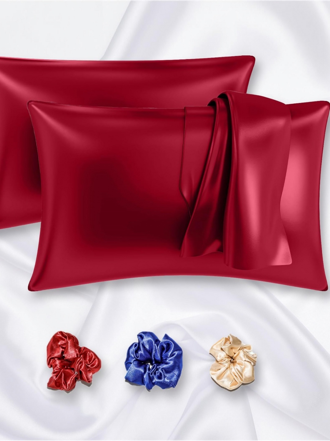 

Vendola Red 2 Pieces Rectangular Satin Cushion Covers
